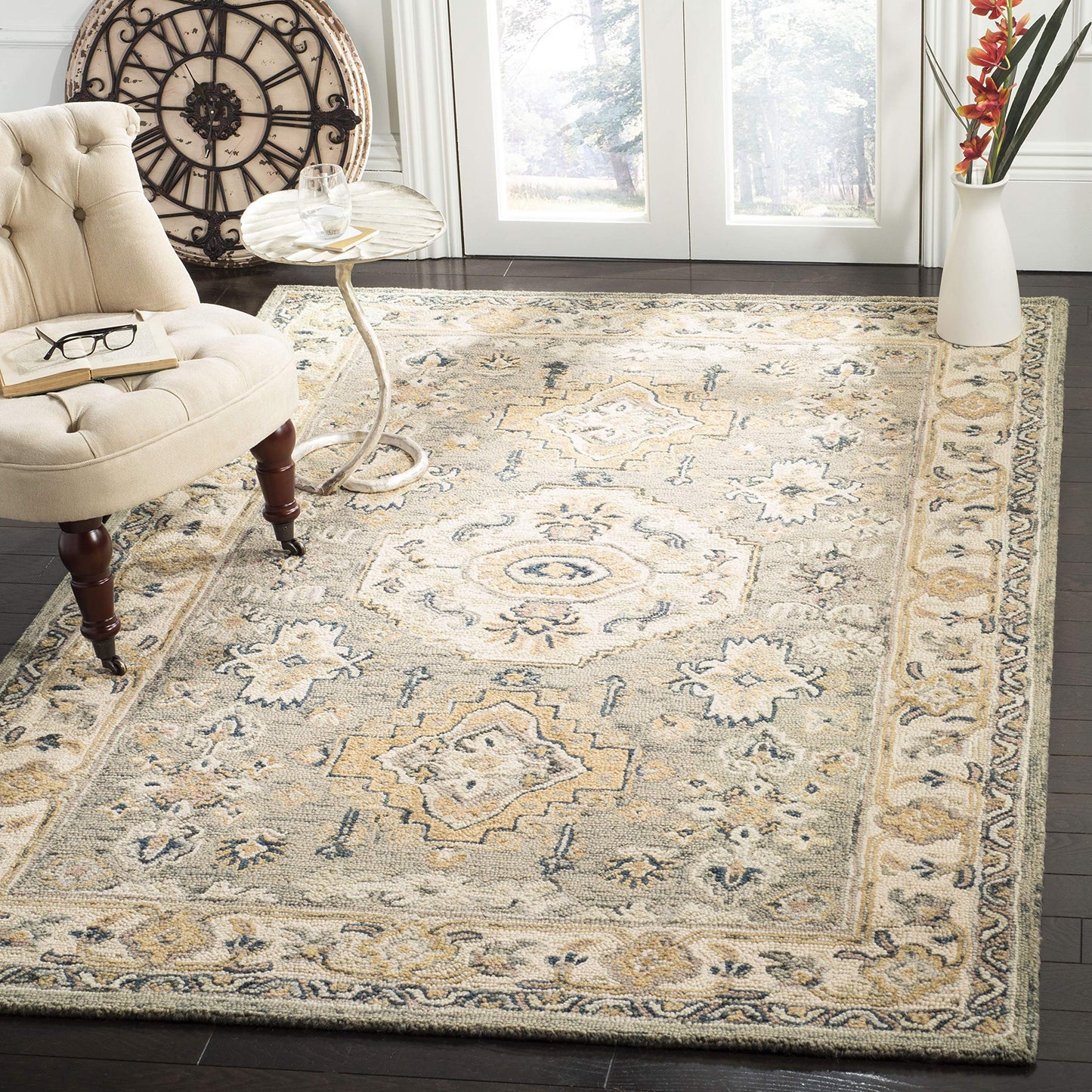 SAFAVIEH Aspen Collection 4' x 6' Moss/Ivory APN601W Handmade Traditional Wool Area Rug