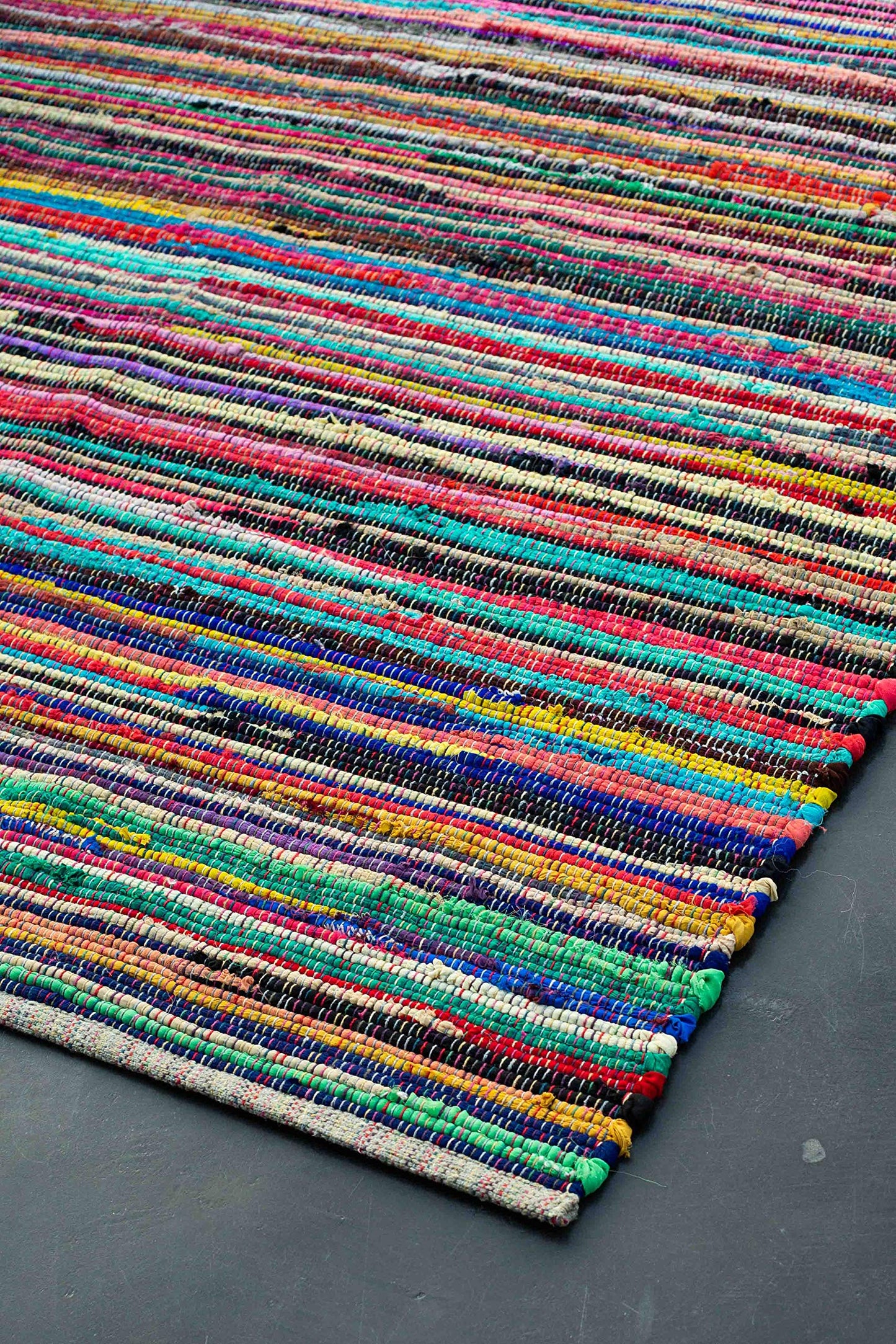 Chardin home - Eco Friendly 100% Recycled Cotton Colorful Chindi Area Rug – 8’x10’, Multi.