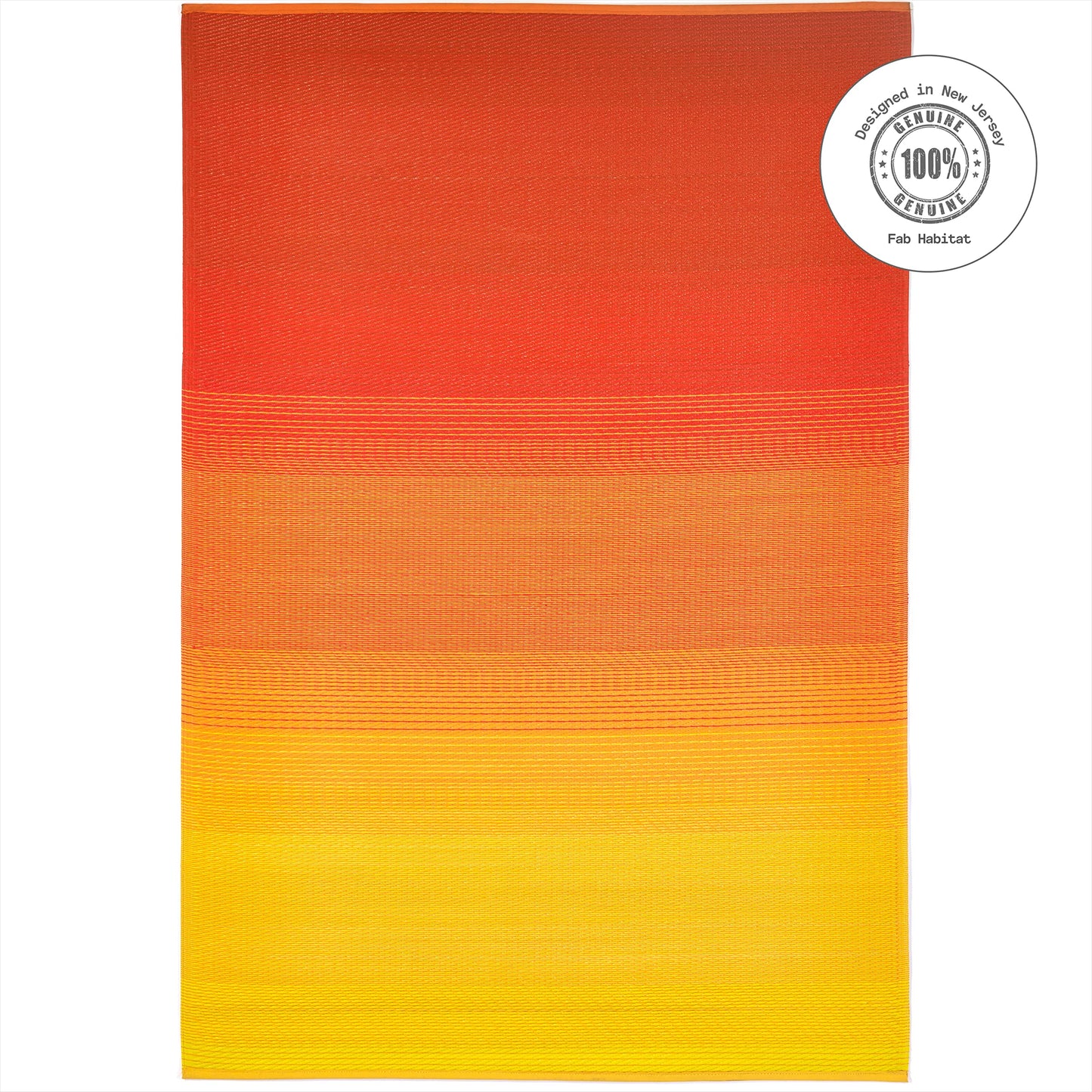 Fab Habitat Ombre Outdoor Rug - Waterproof, Fade Resistant, Crease-Free, Reversible - Premium Recycled Plastic - Patio Porch Balcony Deck - Big Sur Sunset - 8x10 ft