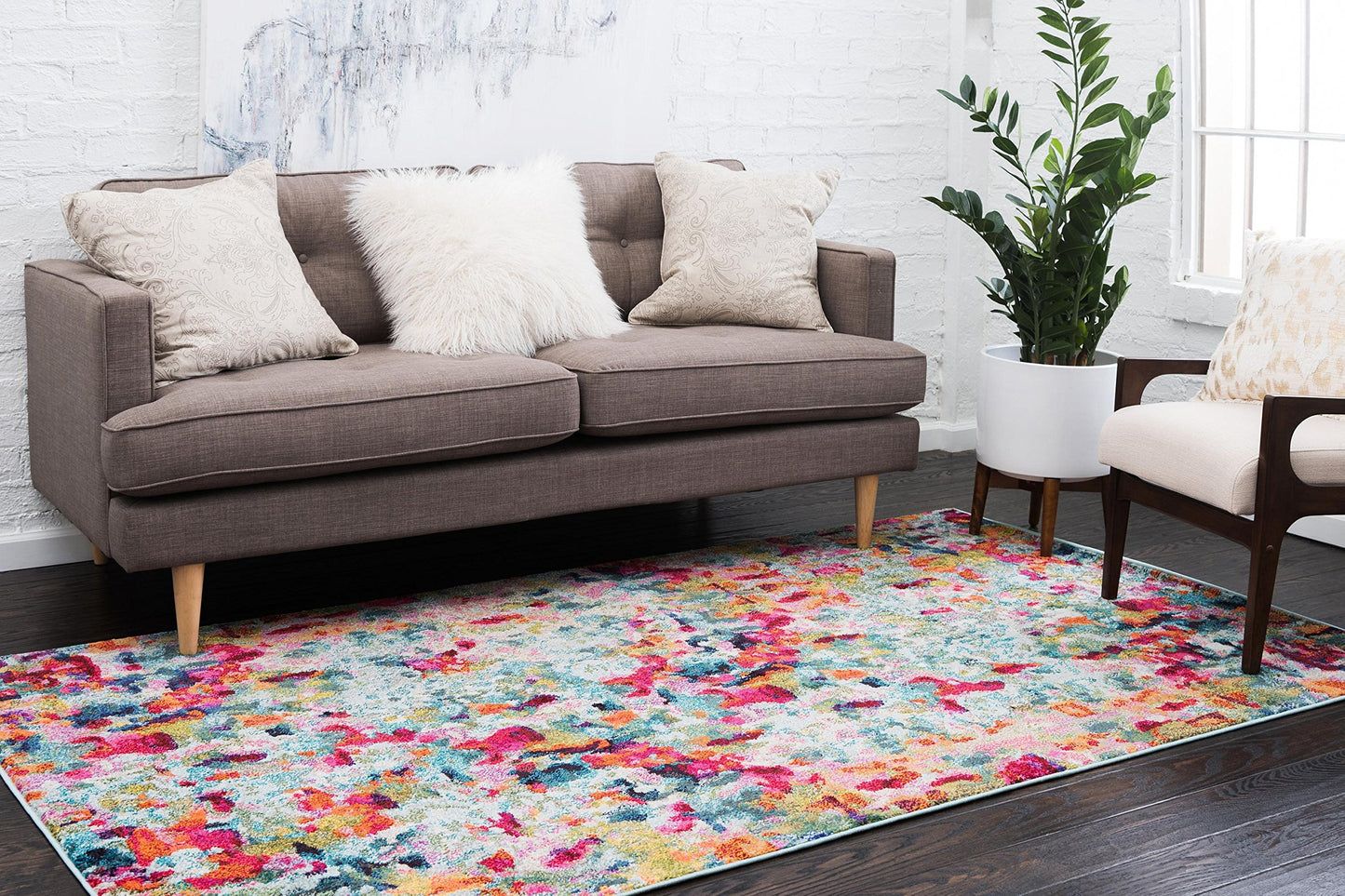 Unique Loom Chromatic Collection Area Rug - Champagne (8' x 10' Rectangle, Multi/ Blue)