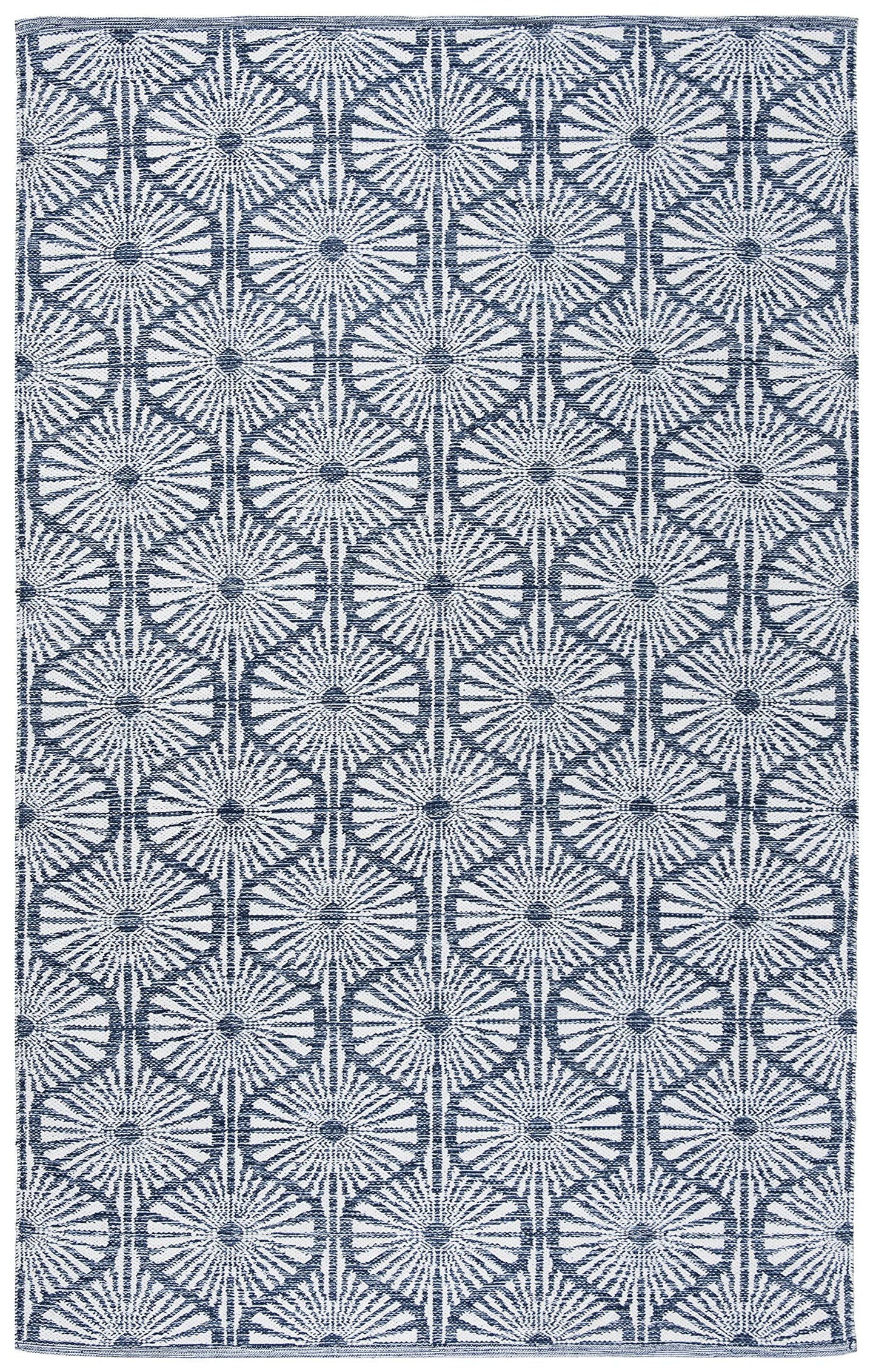 SAFAVIEH Montauk Collection Area Rug - 5' x 8', Navy & Ivory, Handmade Cotton, Ideal for High Traffic Areas in Living Room, Bedroom (MTK606C)