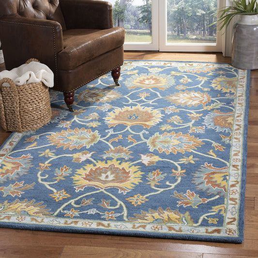SAFAVIEH Heritage Collection Area Rug - 9' x 12', Navy, Handmade Traditional Oriental Wool, Ideal for High Traffic Areas in Living Room, Bedroom (HG654A)