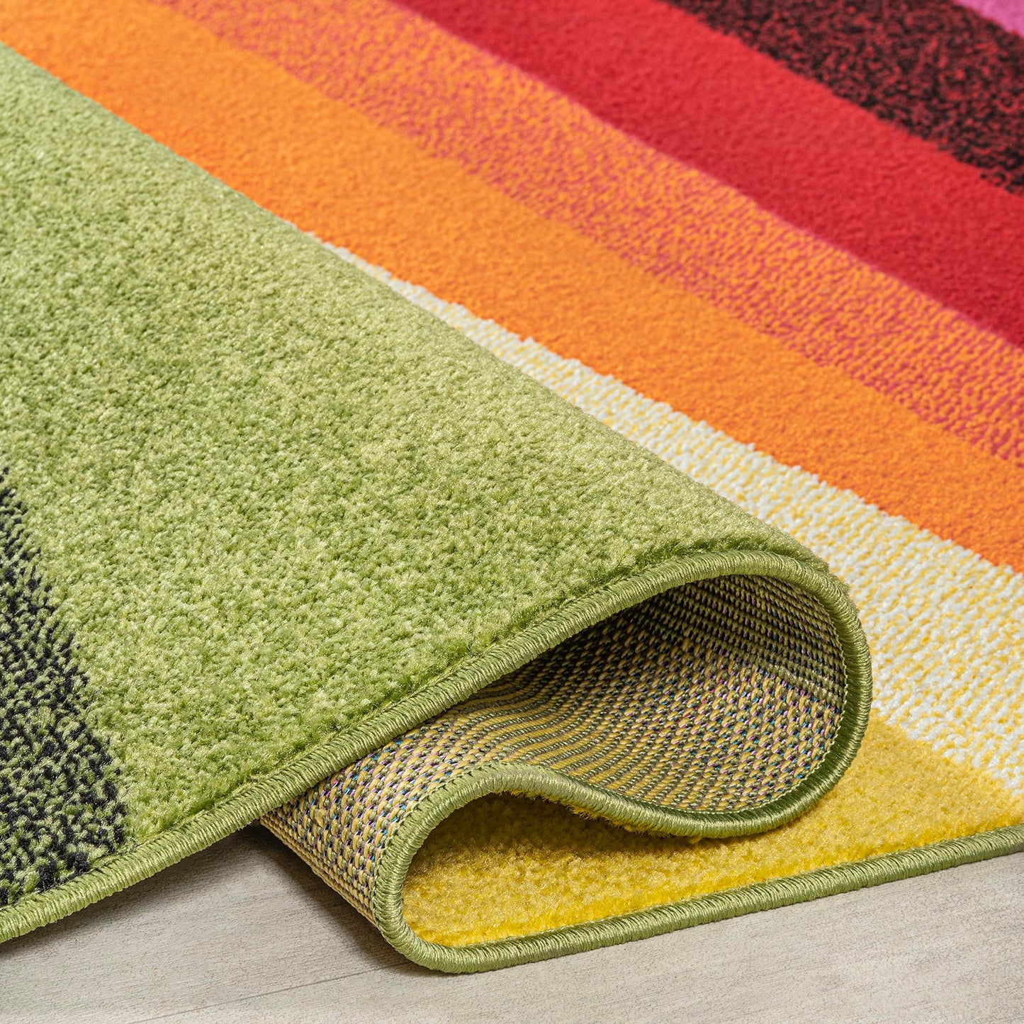 JONATHAN Y Prism Geometric Striped Indoor Area Rug 3x5, Orange/Green/Blue, Modern, Coastal, Easy-Cleaning for Living Room, Bedroom, Kitchen, Pet Friendly, Non-Shedding (DZC101A-3)