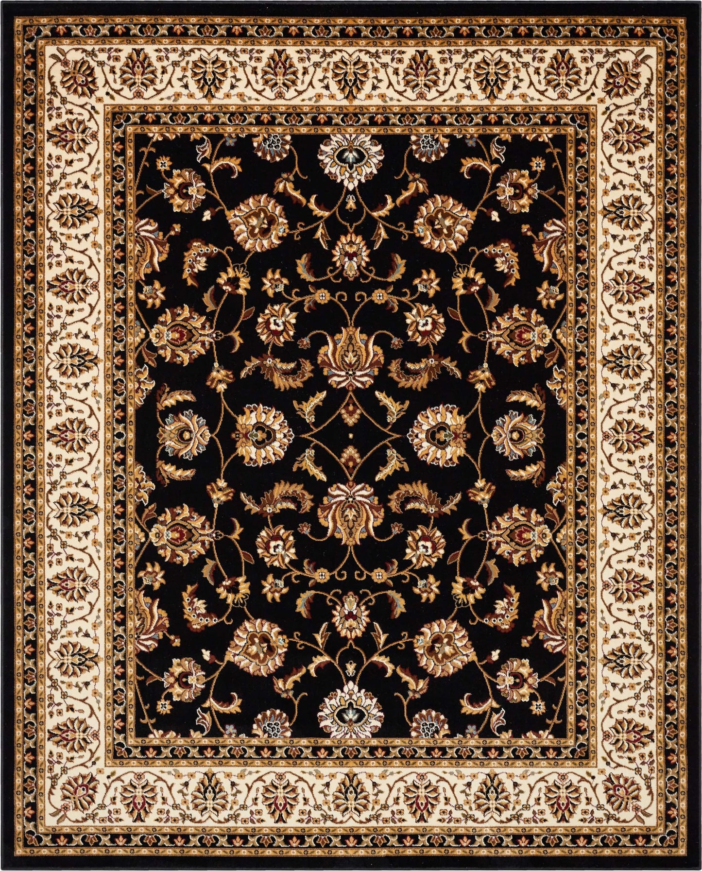 Well Woven Barclay Collection Sarouk Black 8x10 Area Rug - for Living Room, Bedroom, and Dining Room