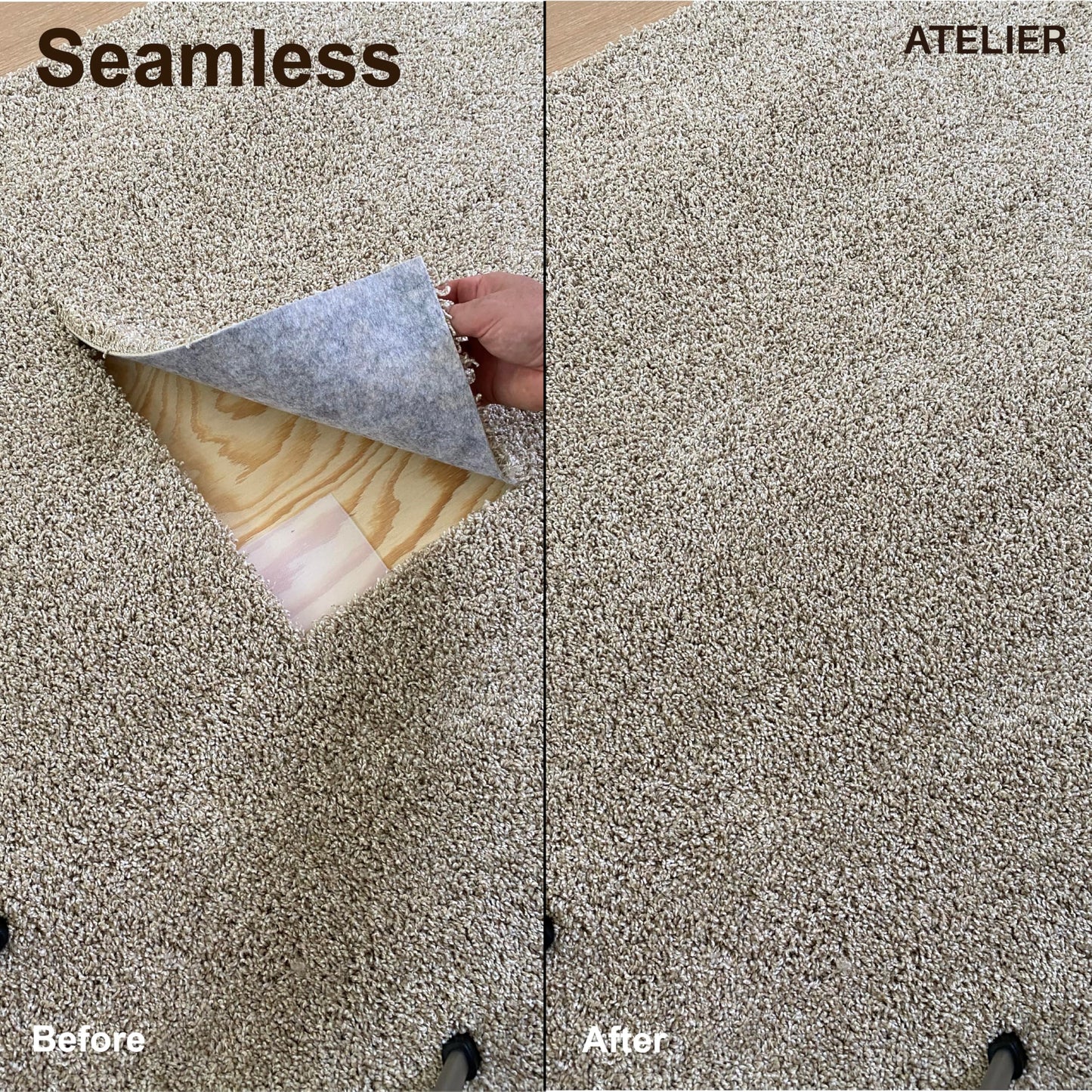 Atelier Luxury Carpet Tiles/Squares (40sf) ($3.1/SF) - Plush - DIY Installation, Seamless Appearance, High-Density Padding, Machine Washable (Light Beige, 40sf (6 Tiles))