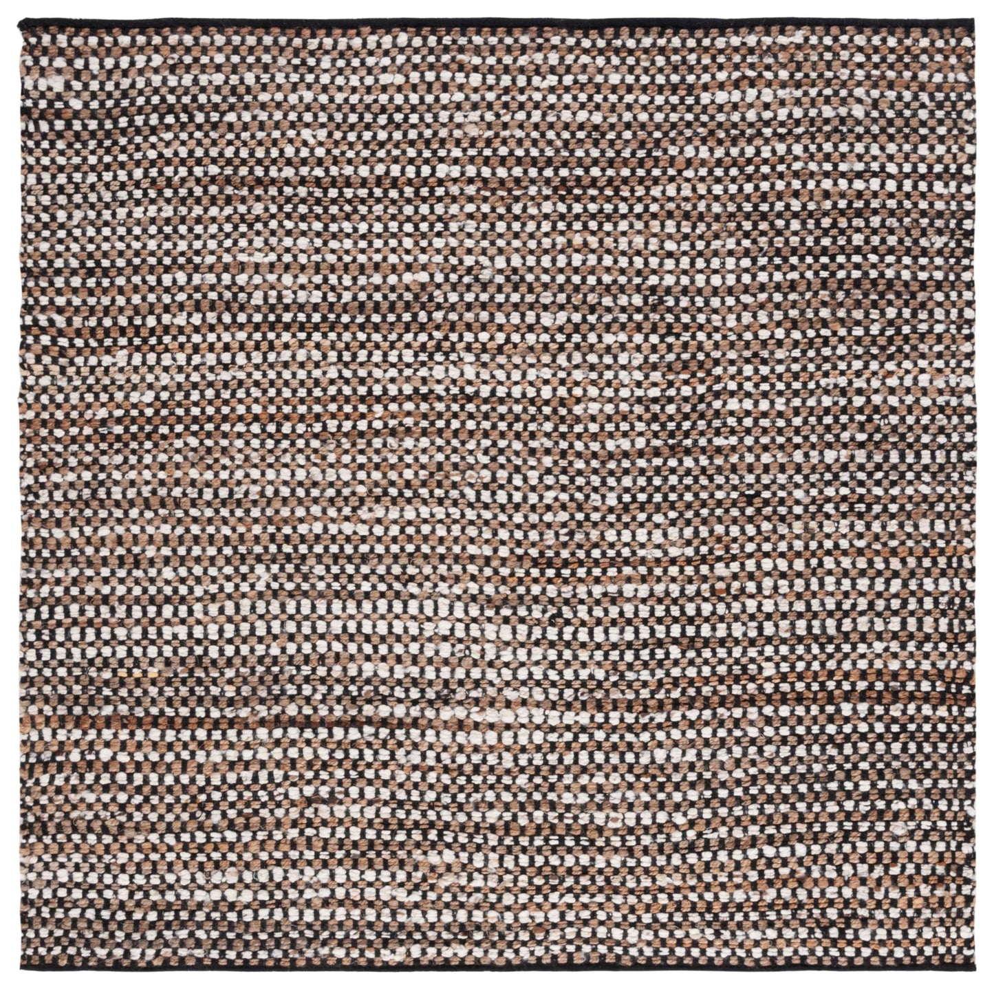 SAFAVIEH Natura Collection Area Rug - 6' Square, Black & Ivory, Handmade Flat Weave Wool & Jute, Ideal for High Traffic Areas in Living Room, Bedroom (NAT349Z)