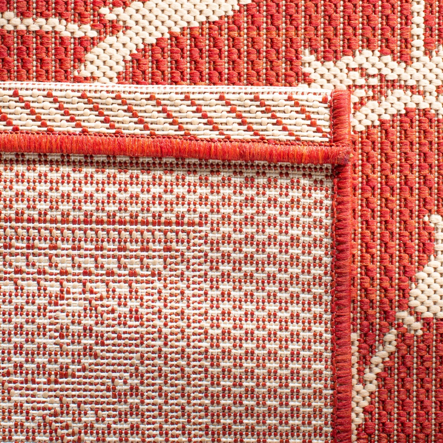 SAFAVIEH Washable Rug Outdoor Courtyard Collection - 9' x 12', Red & Natural, Non-Shedding & Easy Cleaning, Ideal for Patio, Backyard, Mudroom (CY2098-3707)