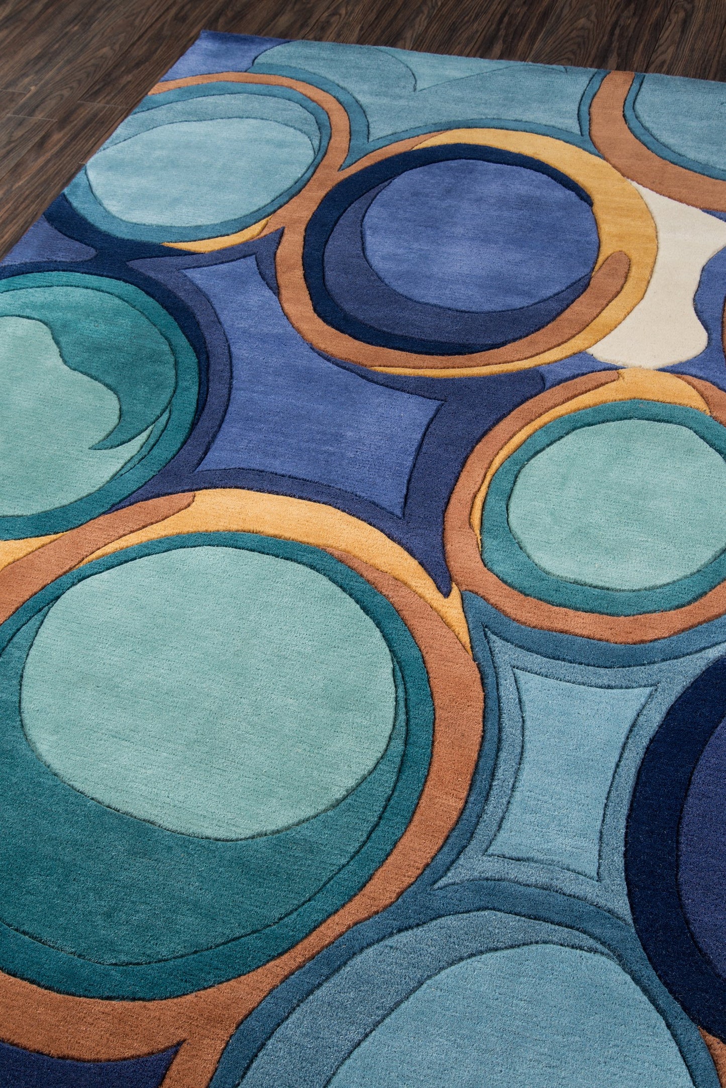 Momeni Rugs New Wave Collection, 100% Wool Hand Carved & Tufted Contemporary Area Rug, 5'3" x 8', Blue