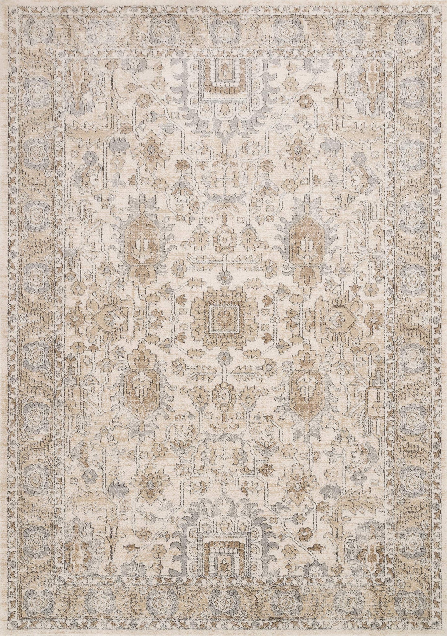 Loloi II Teagan Collection TEA-03 Ivory/Sand 9'-9" x 13'-6", .25" Thick, Area Rug, Soft, Durable, Neutral, Woven, Low Pile, Non-Shedding, Easy Clean, Living Room Rug