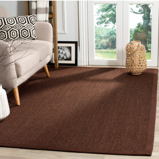 SAFAVIEH Area Rug 8x10 - Natural Fiber Collection - Large - Chocolate & Dark Brown, Sisal, Rustic Farmhouse Style, Ideal for Living Room, Bedroom, Dining Space (NF133D)