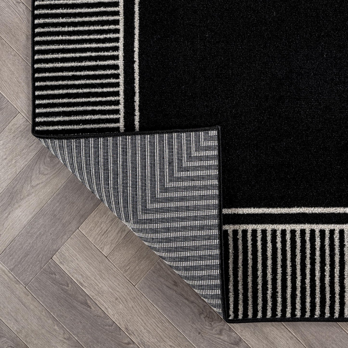 Rugshop Modern Distressed Bordered Indoor Area Rug for Living Room,Bedroom,Kitchen Rug Low Pile Rug with Jute Backing 5' x 7' Black