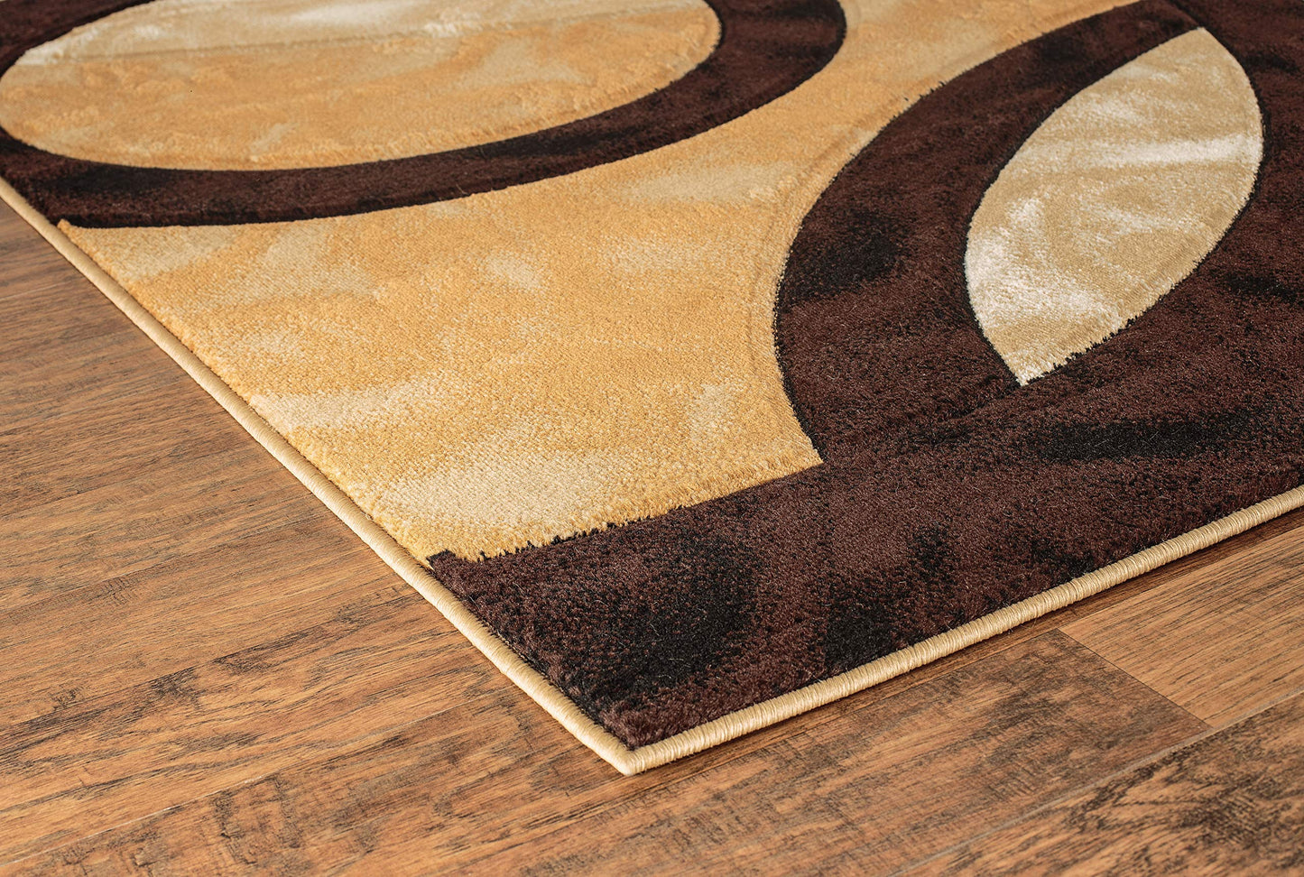 GLORY RUGS Area Rug Modern 5x7 Brown Circles Geometry Soft Hand Carved Contemporary Floor Carpet Fluffy Texture for Indoor Living Dining Room and Bedroom Area
