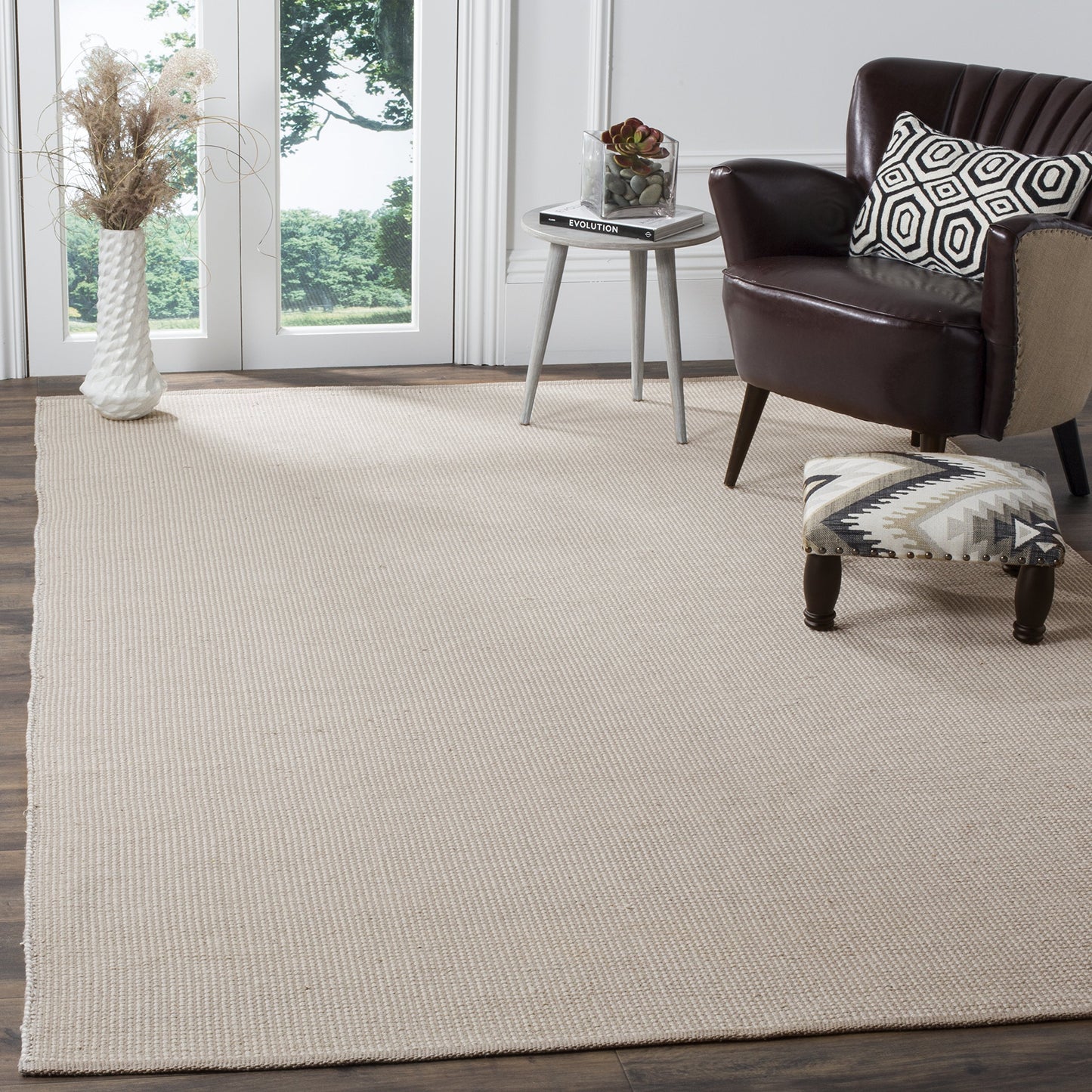 SAFAVIEH Area Rug 8x10 - Montauk Collection - Large - Ivory & Grey, Handmade Flat Weave Cotton, Boho Farmhouse Design, Ideal for Living Room, Bedroom, Office, Dining Space (MTK345A)
