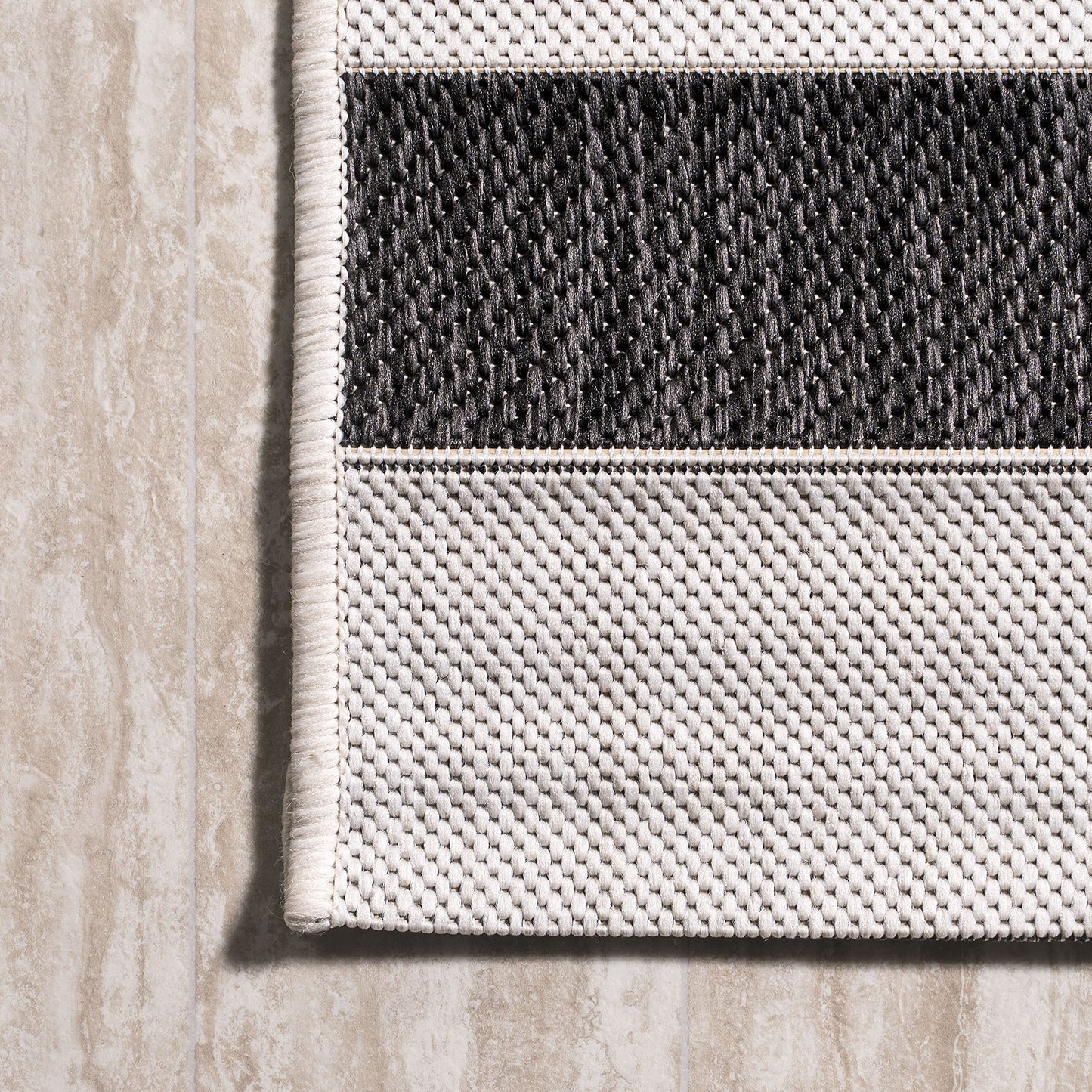 JONATHAN Y Wide Stripe Indoor Outdoor Area Rug 8X10 Black/Cream, Aveiro for Backyard, Patio, Porch, Easy-Cleaning, High Traffic, Pet-Friendly, Non-Shedding (SMB112B-8)