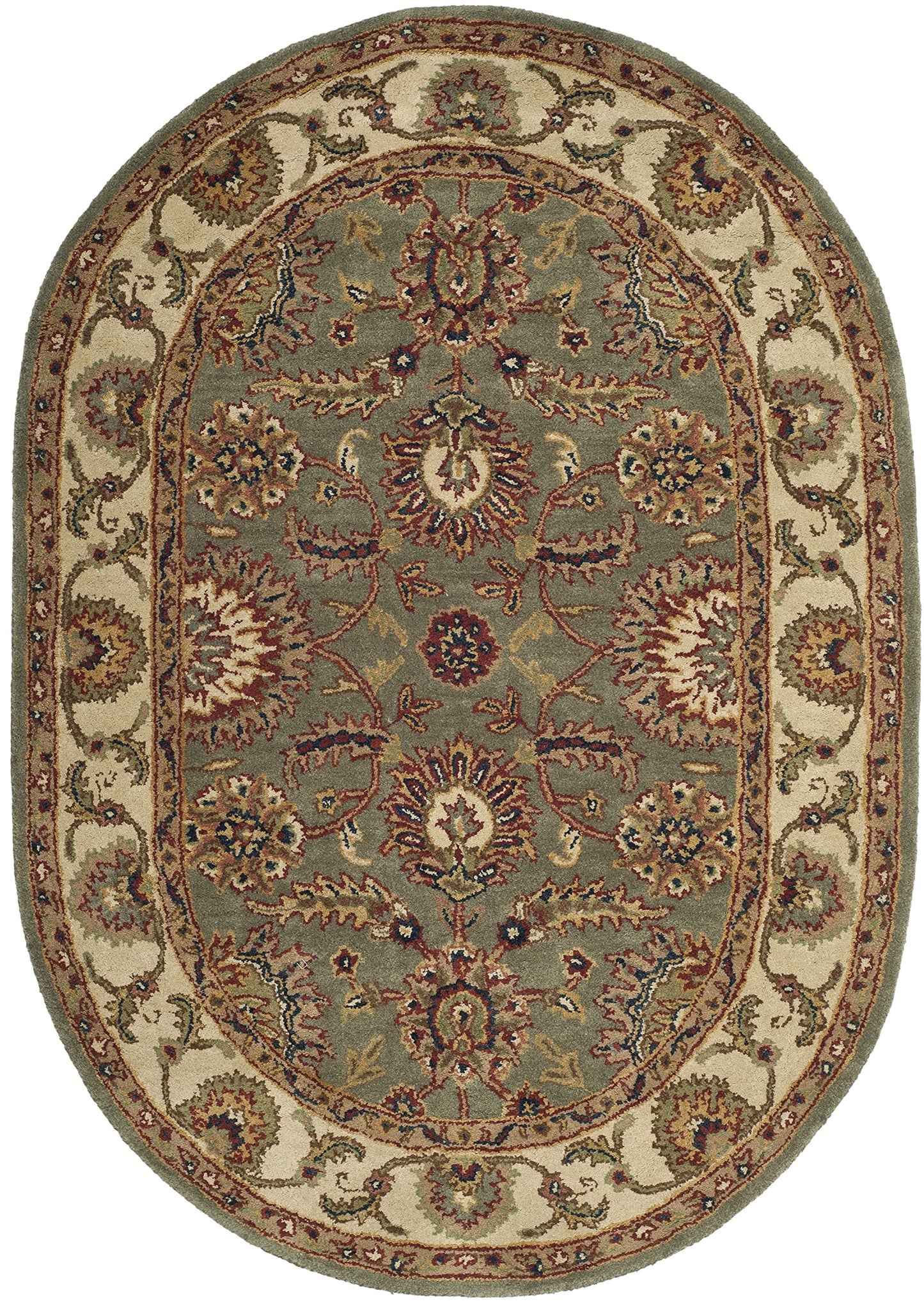 SAFAVIEH Classic Collection 7'6" x 9'6" Oval Celadon / Ivory CL359B Handmade Traditional Oriental Premium Wool Area Rug