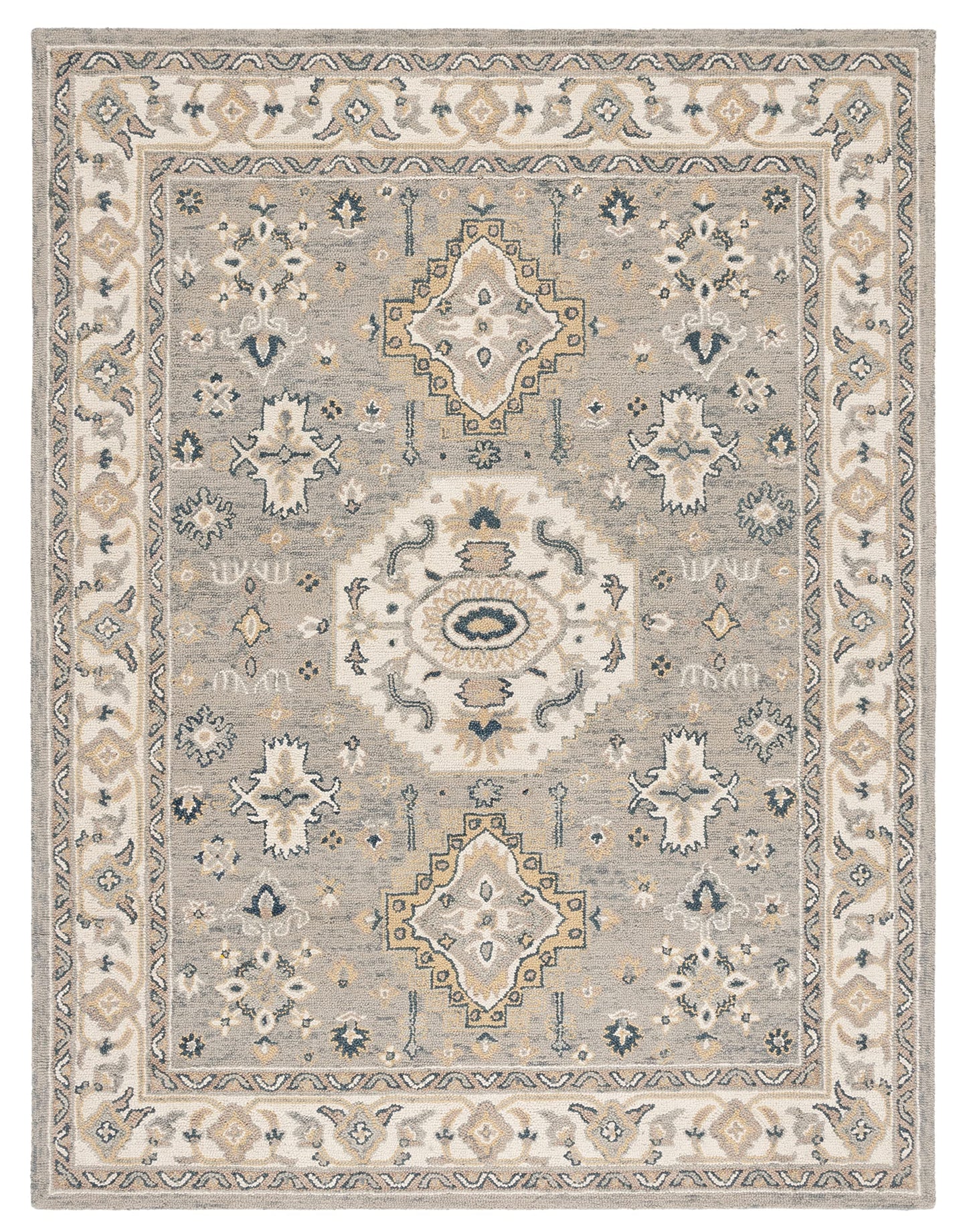 SAFAVIEH Aspen Collection Area Rug - 9' x 12', Moss & Ivory, Handmade Traditional Wool, Ideal for High Traffic Areas in Living Room, Bedroom (APN601W)