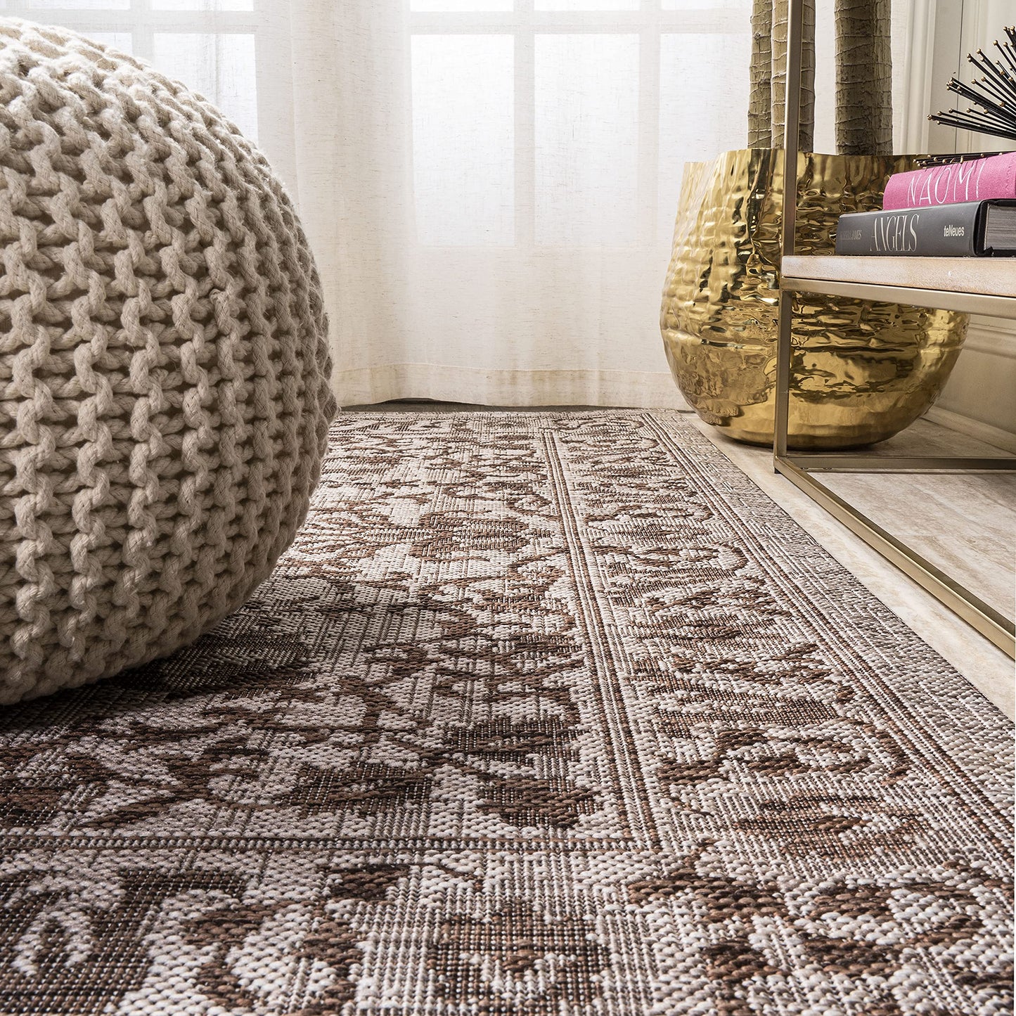 JONATHAN Y Ornate Medallion Indoor Outdoor Area Rug 3X5 Brown/Beige, Jerash for Backyard, Patio, Porch, Easy-Cleaning, High Traffic, Pet-Friendly, Non-Shedding (SMB115A-3)