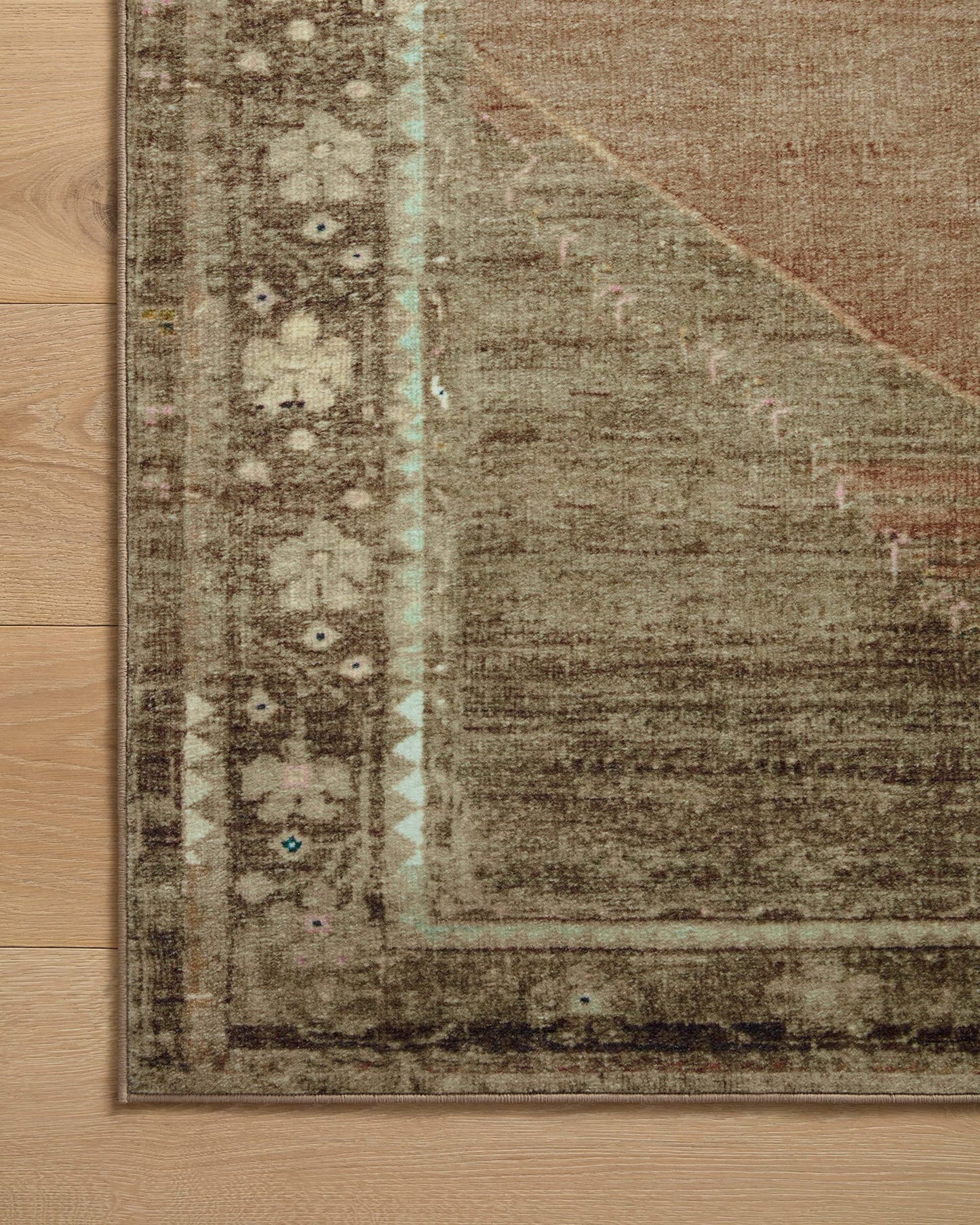 Loloi Magnolia Home by Joanna Gaines Sinclair Collection SIN-06 Clay/Tobacco 7'-6" x 9'-6", .25" Pile Height, Machine Washable, Area Rug