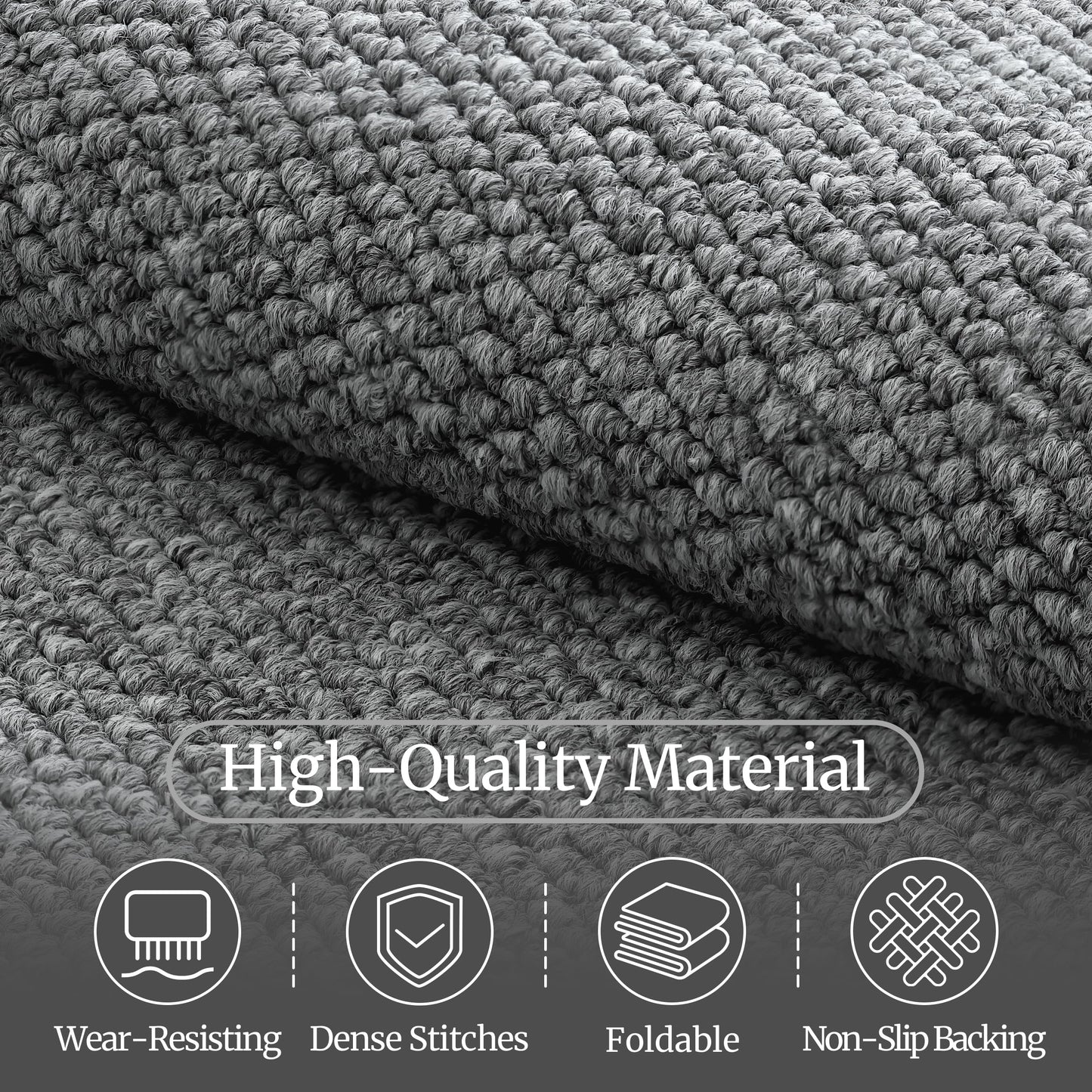COSOSA Washable Faux Sisal Rug, 10x14 Firm Textured Woven Mat, Indoor-Outdoor Non-Slip Easy-Clean Area Rug, Solid Modern Carpet for Living Room, Bedroom, Kitchen, Entryway, Grey