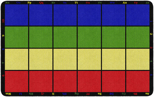Flagship Carpets Learning Grid Colorful Numbers and Letters Kids Seating Area Rug for Classroom, Play Area Mat, Home Learning or Kids Room Carpet, 7'6" x 12', Seats 24
