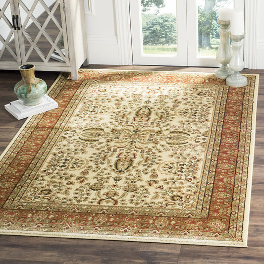 SAFAVIEH Lyndhurst Collection Accent Rug - 3'3" x 5'3", Ivory & Rust, Traditional Oriental Design, Non-Shedding & Easy Care, Ideal for High Traffic Areas in Entryway, Living Room, Bedroom (LNH214R)