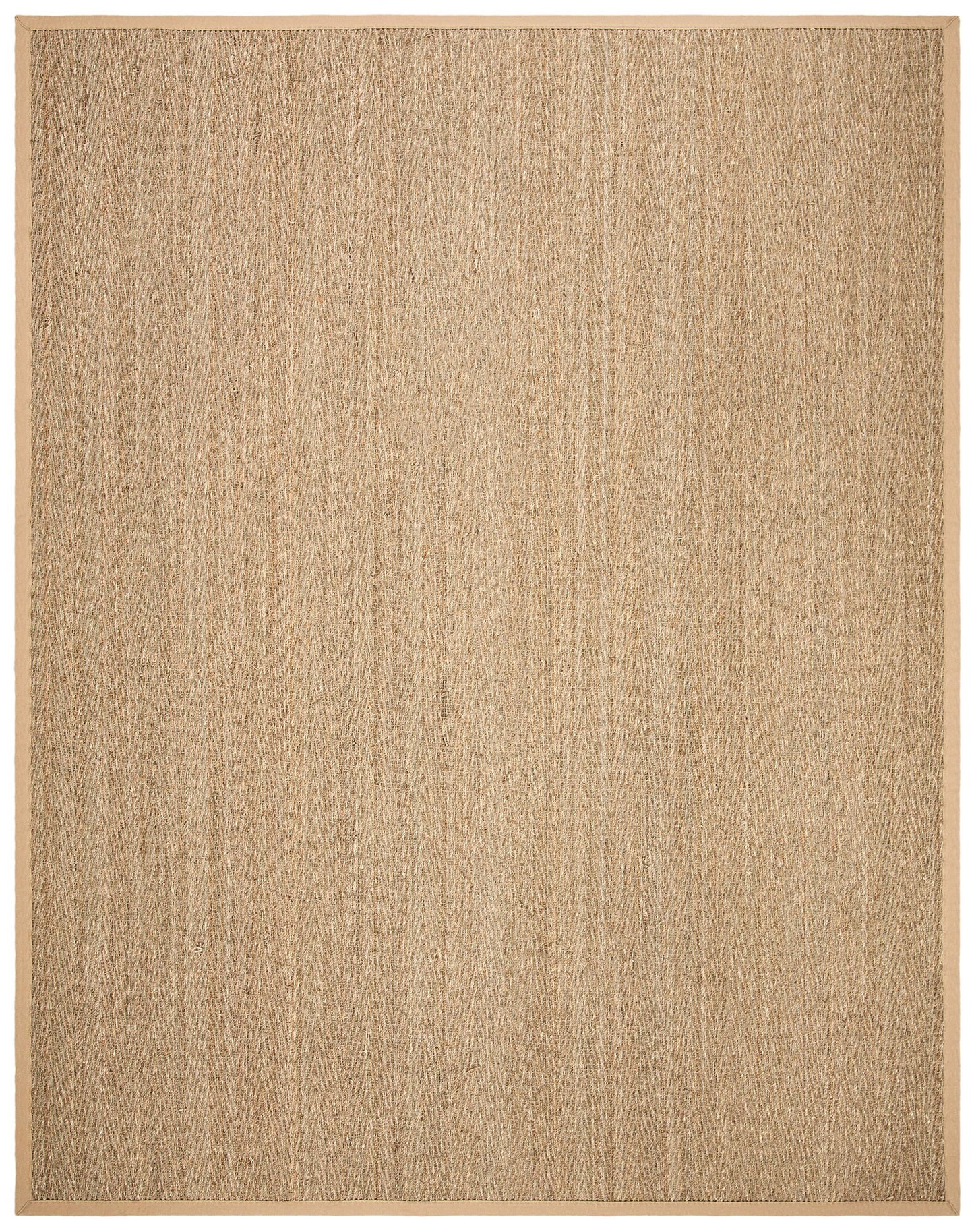 SAFAVIEH Area Rug 9x12 - Natural Fiber Collection - Large - Natural & Beige, Seagrass, Herringbone Pattern with Border (NF115A)
