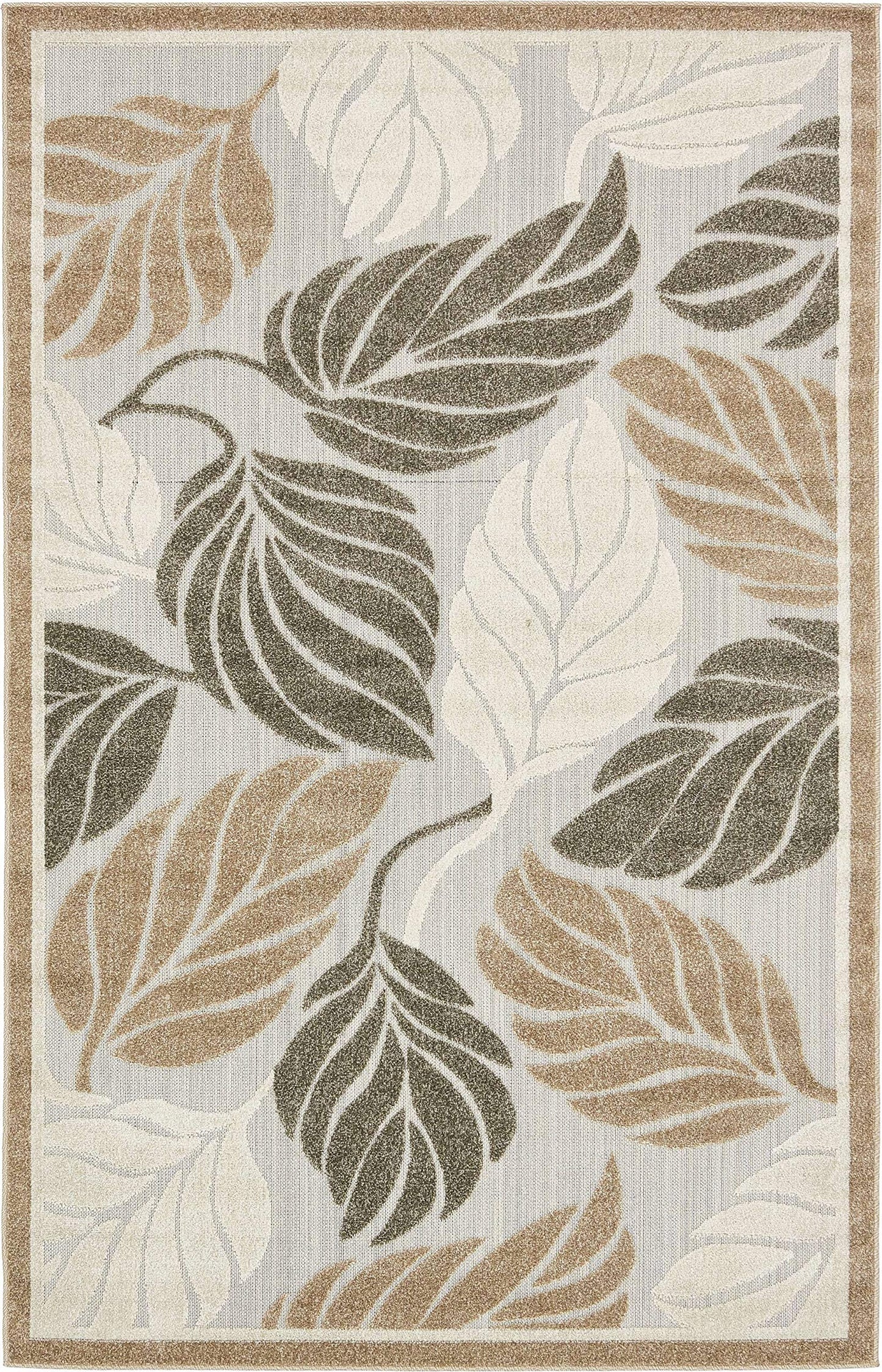 Unique Loom Outdoor Botanical Collection Area Rug - Augusta (5' 1" x 8' Rectangle, Beige/ Ivory)