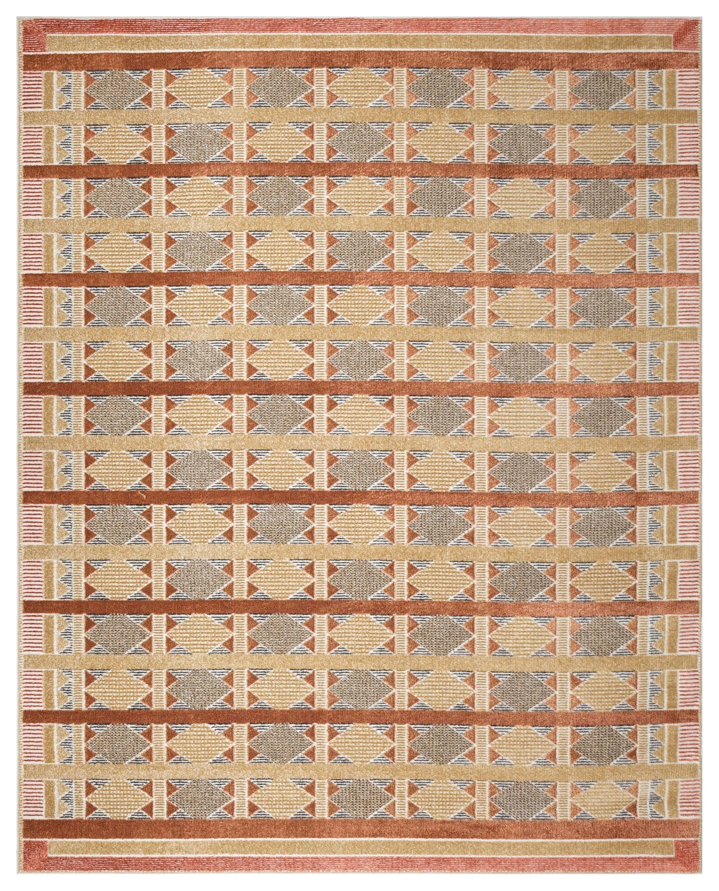 Nourison Home Nordic Rust Multicolor 8' x 10' Area Rug - Easy Clean, Non Shedding, Bed Room, Living Room, Dining Room, Kitchen (8' x 10')