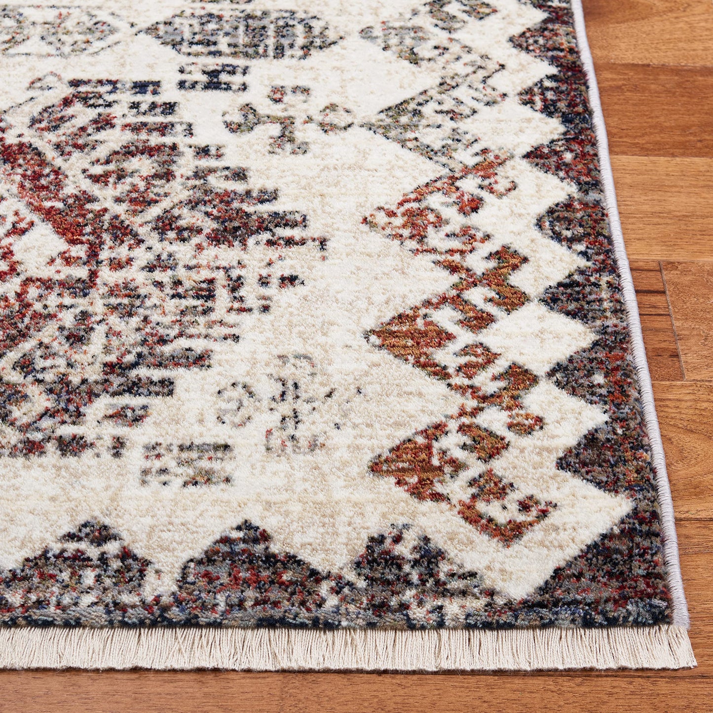 SAFAVIEH Herat Collection Runner Rug - 3' x 10', Cream & Grey, Boho Tribal Distressed Design, Non-Shedding & Easy Care, Ideal for High Traffic Areas in Living Room, Bedroom (HRT319A)
