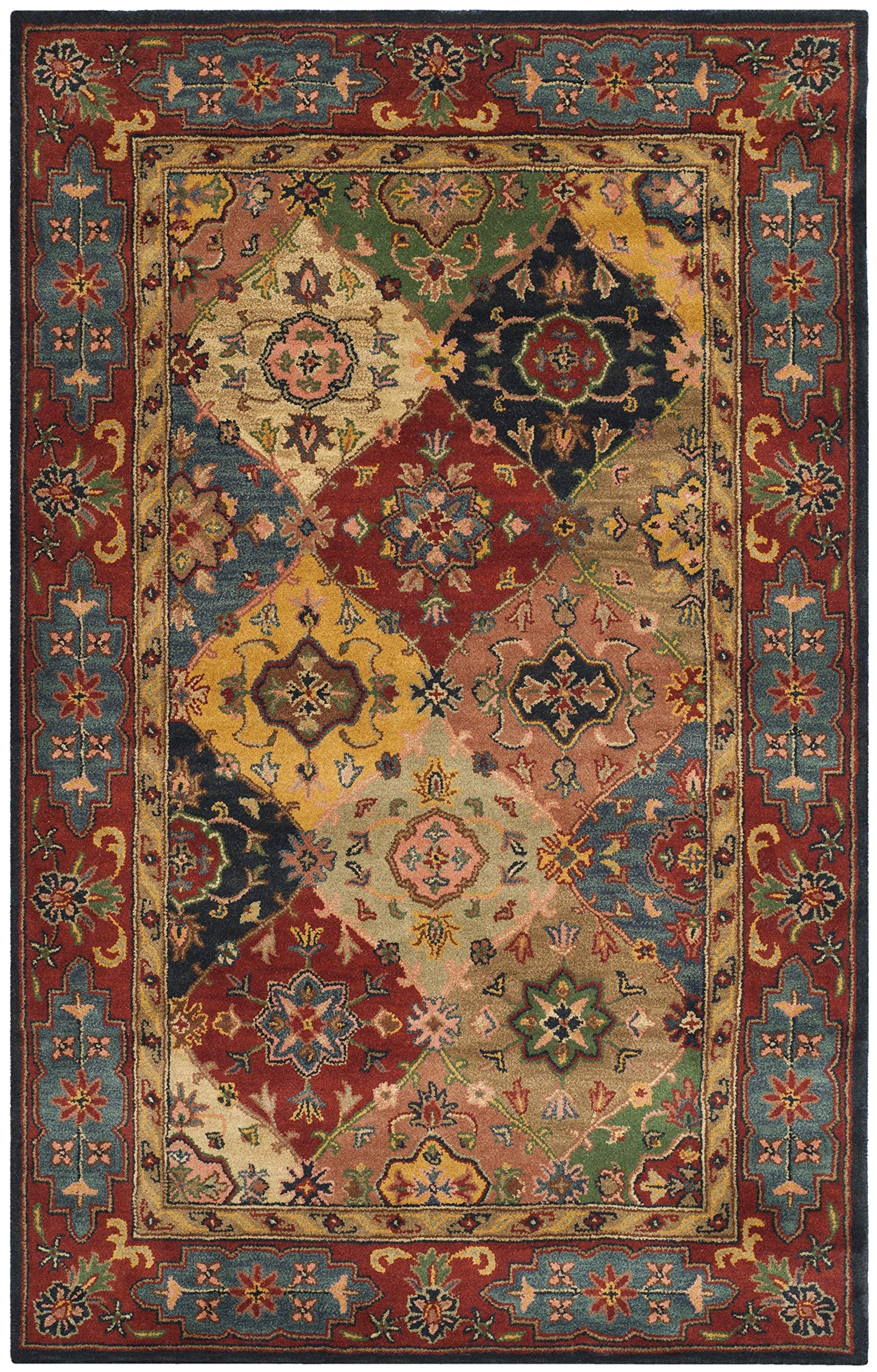 SAFAVIEH Heritage Collection Accent Rug - 4' x 6', Red & Multi, Handmade Traditional Oriental Wool, Ideal for High Traffic Areas in Entryway, Living Room, Bedroom (HG926A)