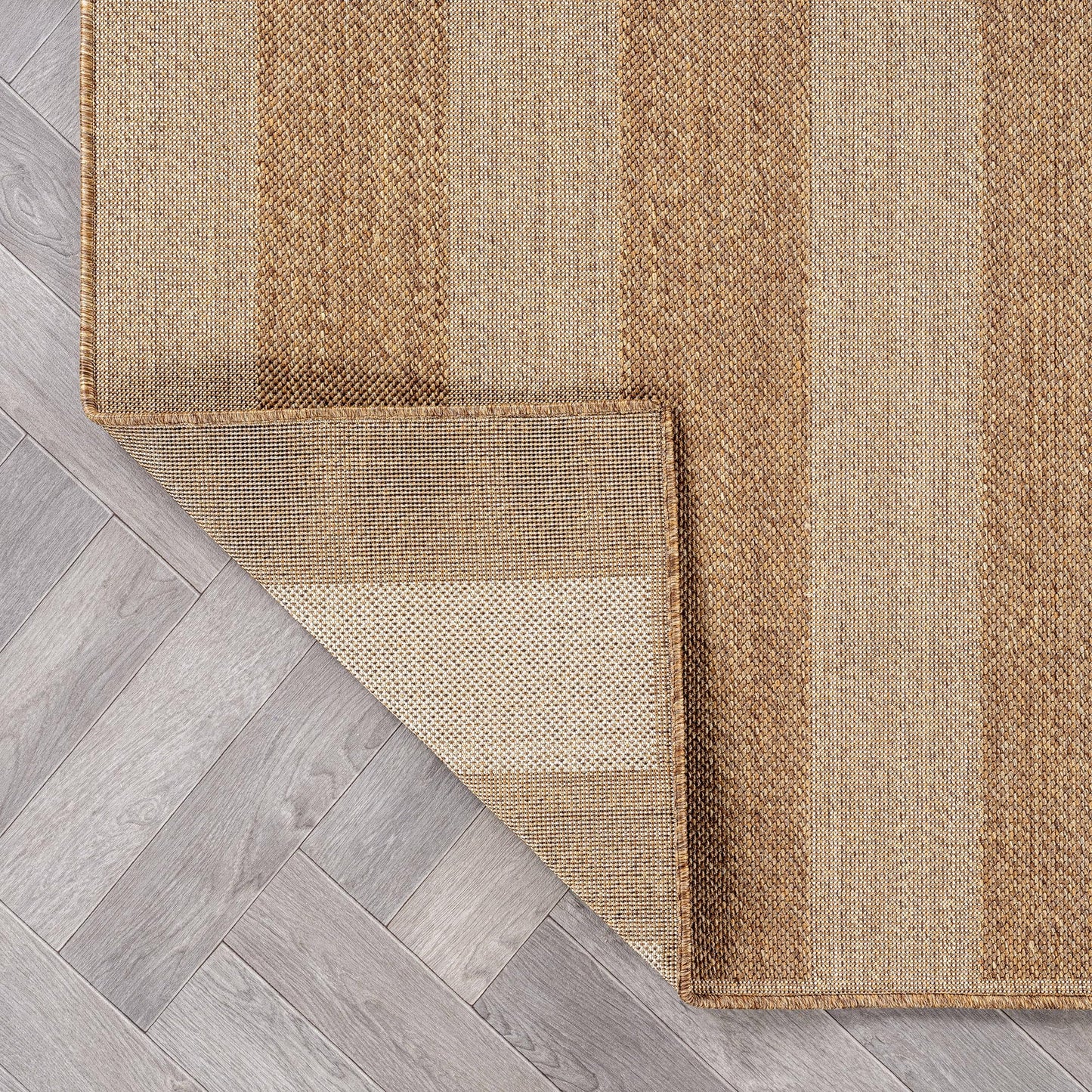 Rugshop Striped Indoor Outdoor Flat Woven Area Rug,Natural Jute-Style,Easy-Care Patio Rug for Backyard Porch Deck Balcony, 6'6" x 9' Sand/Natural