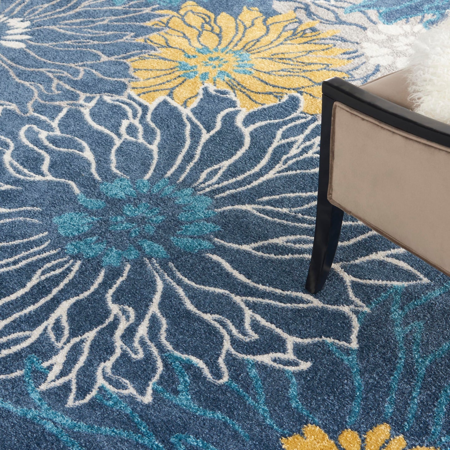 Nourison Home Passion Blue 8' x 10' Area Rug - Easy Clean, Non Shedding, Bed Room, Living Room, Dining Room, Kitchen (8' x 10')