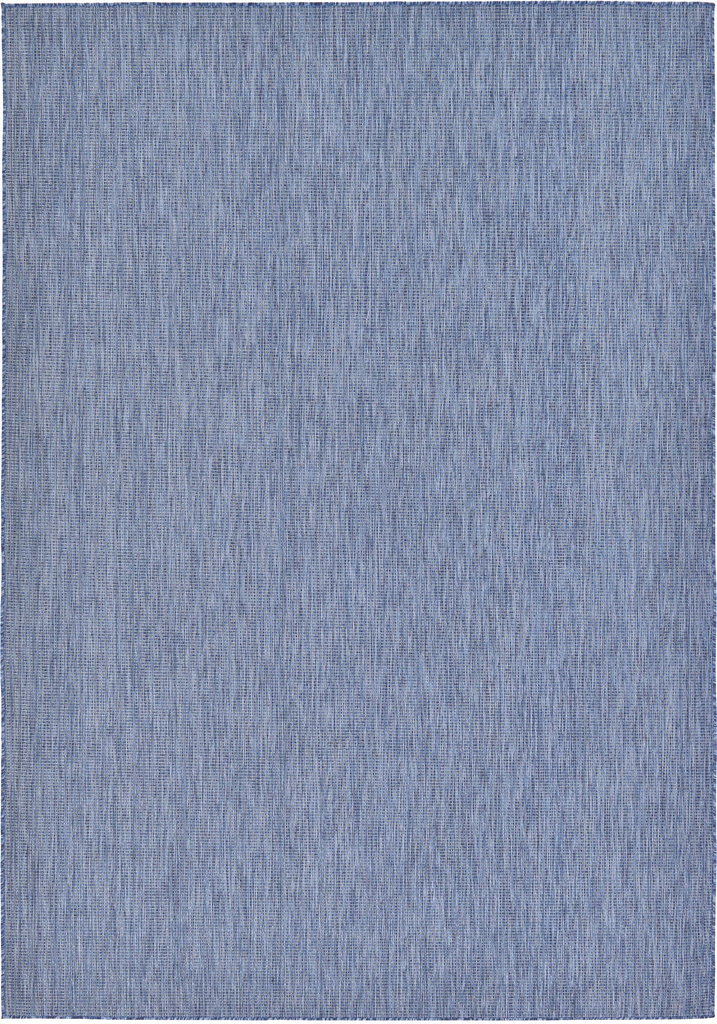 Unique Loom Collection Casual Transitional Solid Heathered Indoor/Outdoor Flatweave Area Rug (8' x 11' 4" Rectangle, Blue/Navy Blue)