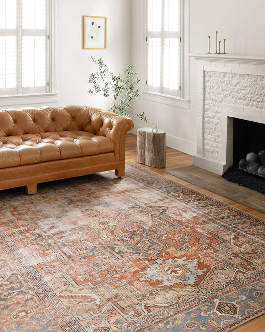 Loloi Loren Collection LQ-15 Terracotta/Sky 5'-0" x 7'-6" Area Rug