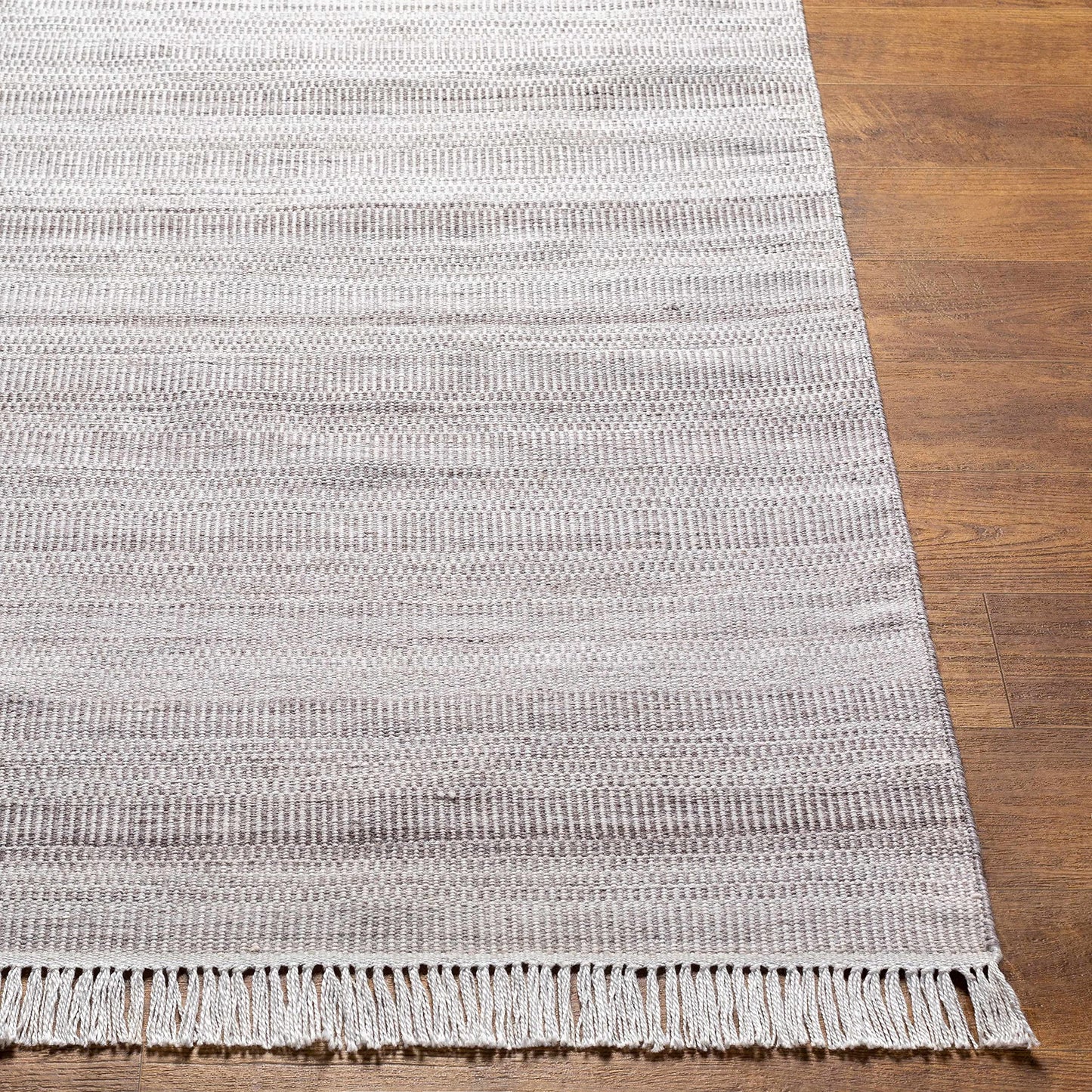 Hauteloom Samos Recycled Material Living Room, Bedroom Area Rug - Striped Ombre Faded - Contemporary Modern Minimalist Farmhouse Transitional - Cream, Dark Brown, Light Slate, Gray, Beige - 2' x 3'