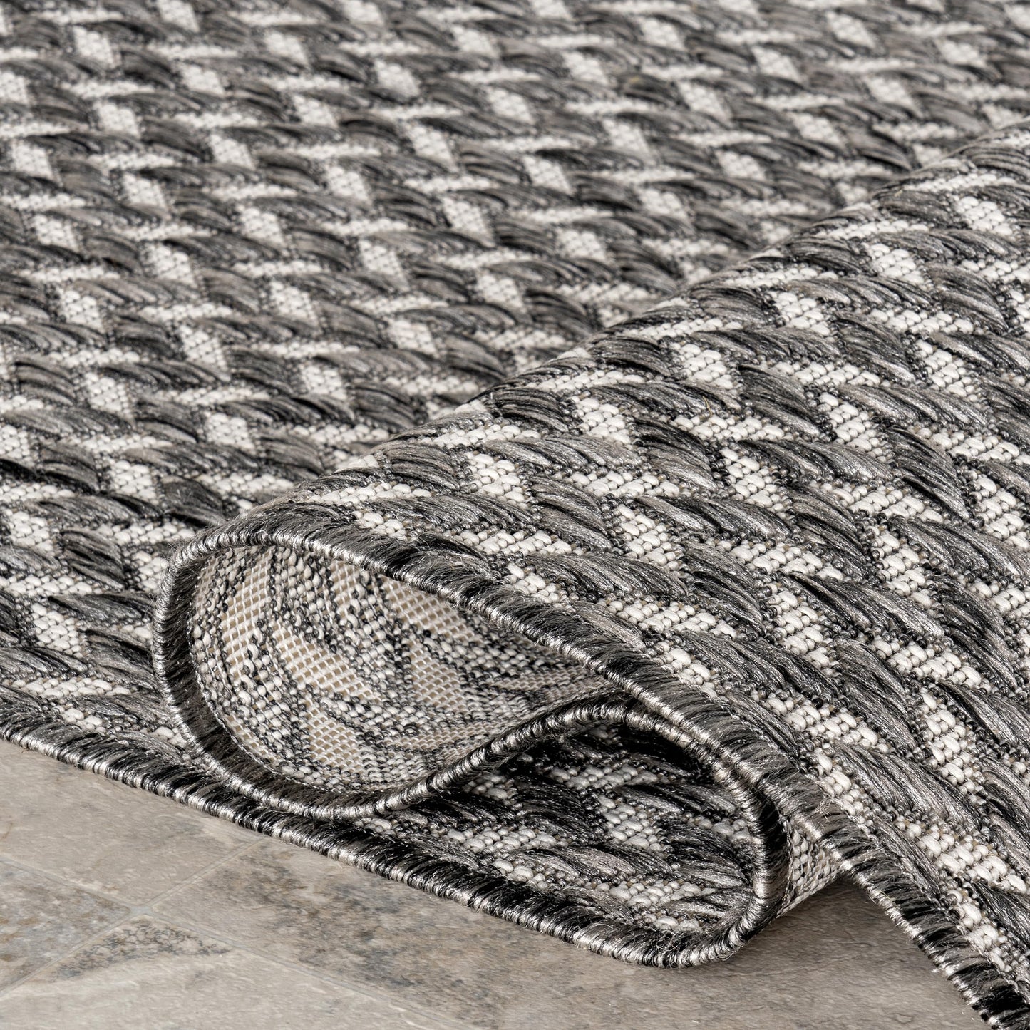 Nuloom Outdoor Performance Camryn Grey/Ivory, 8' x 10', Herringbone, Soft, High Traffic, Stain Resistant, Easy Clean, Durable Area Rug for Indoor/Outdoor Patio, Deck, Porch, Garden, Courtyard