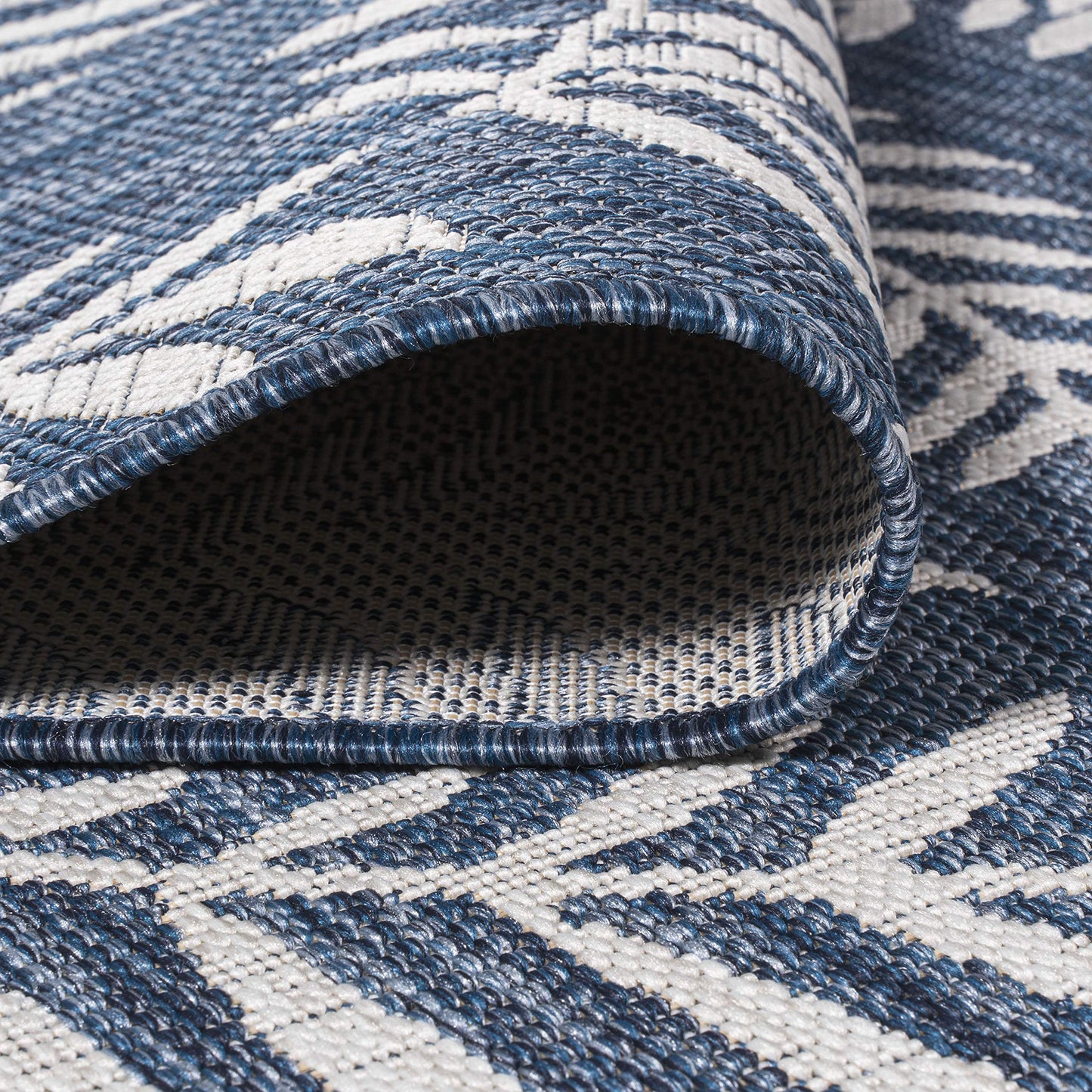 JONATHAN Y Palm Frond Indoor Outdoor Area Rug 8X10 Navy/Ivory, Nevis for Backyard, Patio, Porch, Easy-Cleaning, High Traffic, Pet-Friendly, Non-Shedding (SMB119B-8)