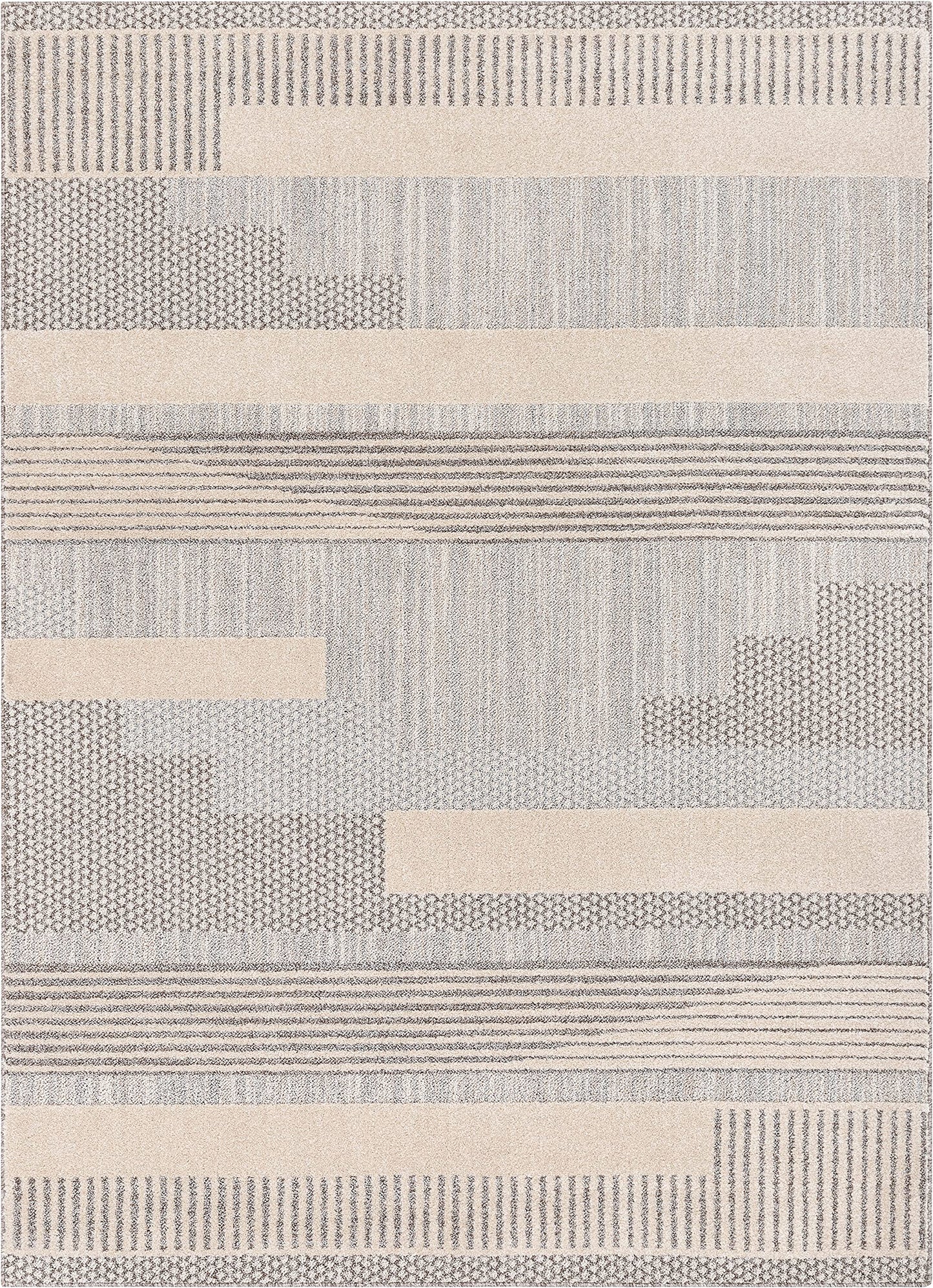 Well Woven Harlow Collection Briar Beige - Modern Tribal Minimalist Geometric 5x7 Area Rug - Ideal for Living Room, Dining Room & Bedroom - Durable, Stain Resistant & Easy to Clean