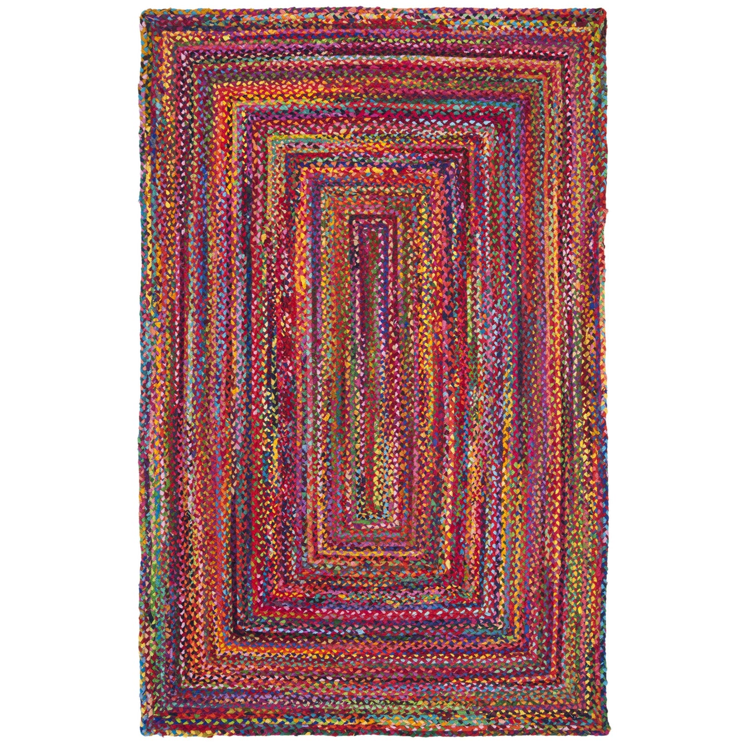 SAFAVIEH Area Rug 3x5 - Cape Cod Collection - Red & Multi, Handmade Jute & Cotton, Woven Braided Design (CAP202A)
