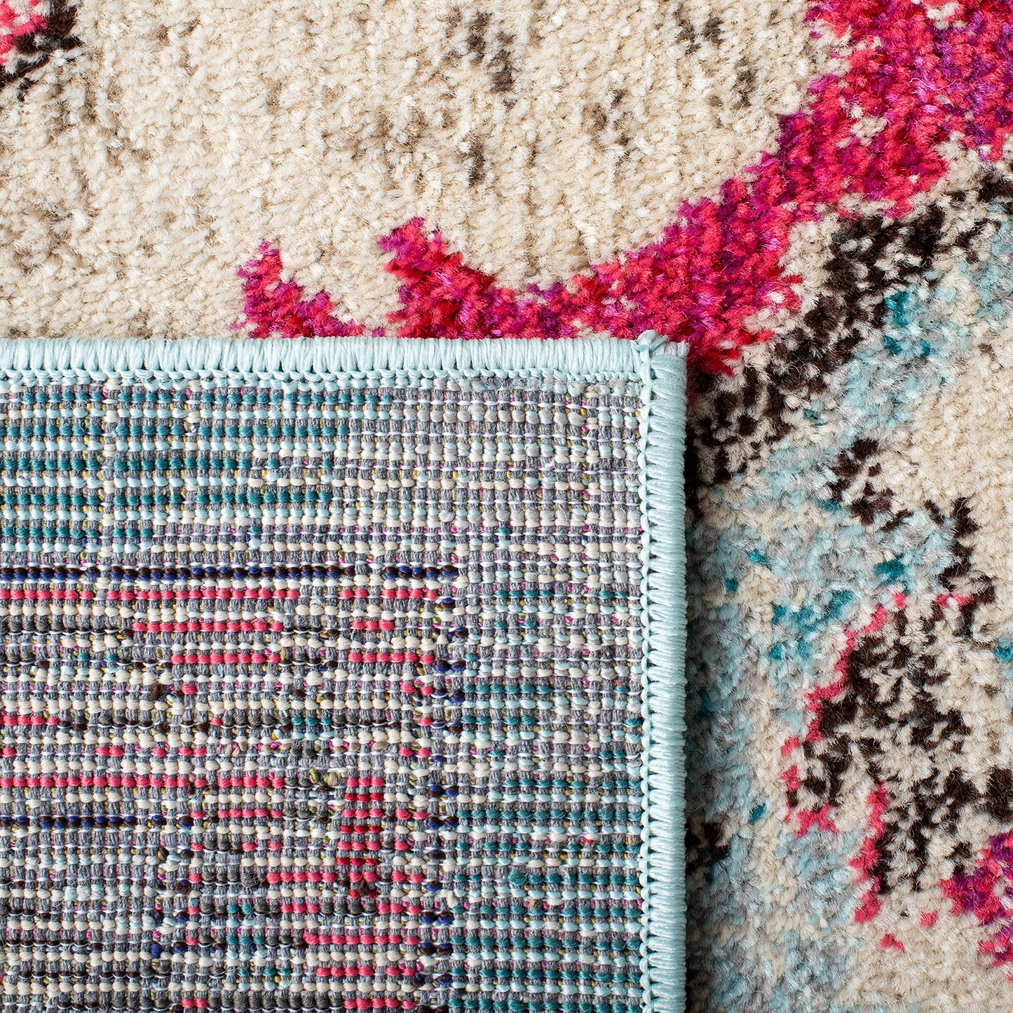 SAFAVIEH Madison Collection 8' x 10' Light BlueFuchsia MAD484K Boho Chic Medallion Distressed Non-Shedding Living Room Dining Bedroom Area Rug