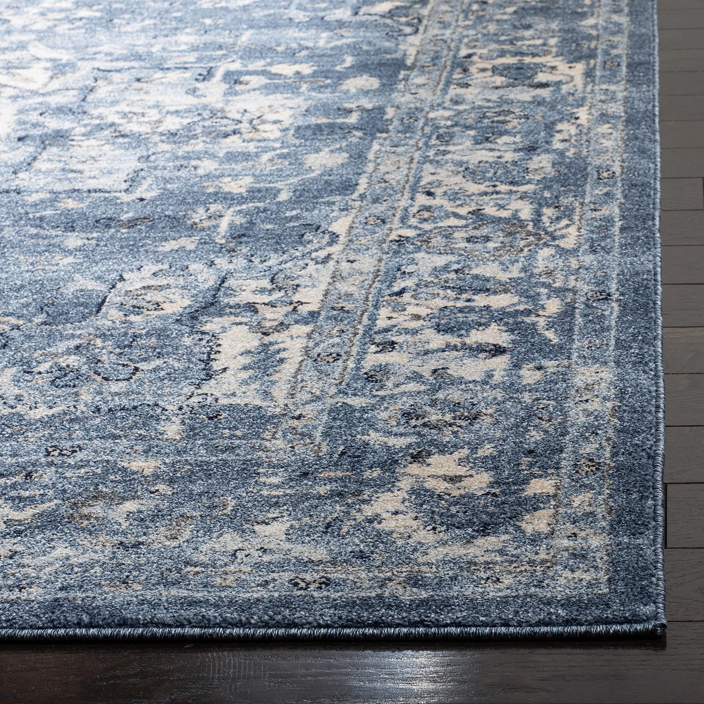 SAFAVIEH Charleston Collection Area Rug - 9' x 12', Navy & Creme, Oriental Distressed Design, Non-Shedding & Easy Care, Ideal for High Traffic Areas in Living Room, Bedroom (CHL411N)
