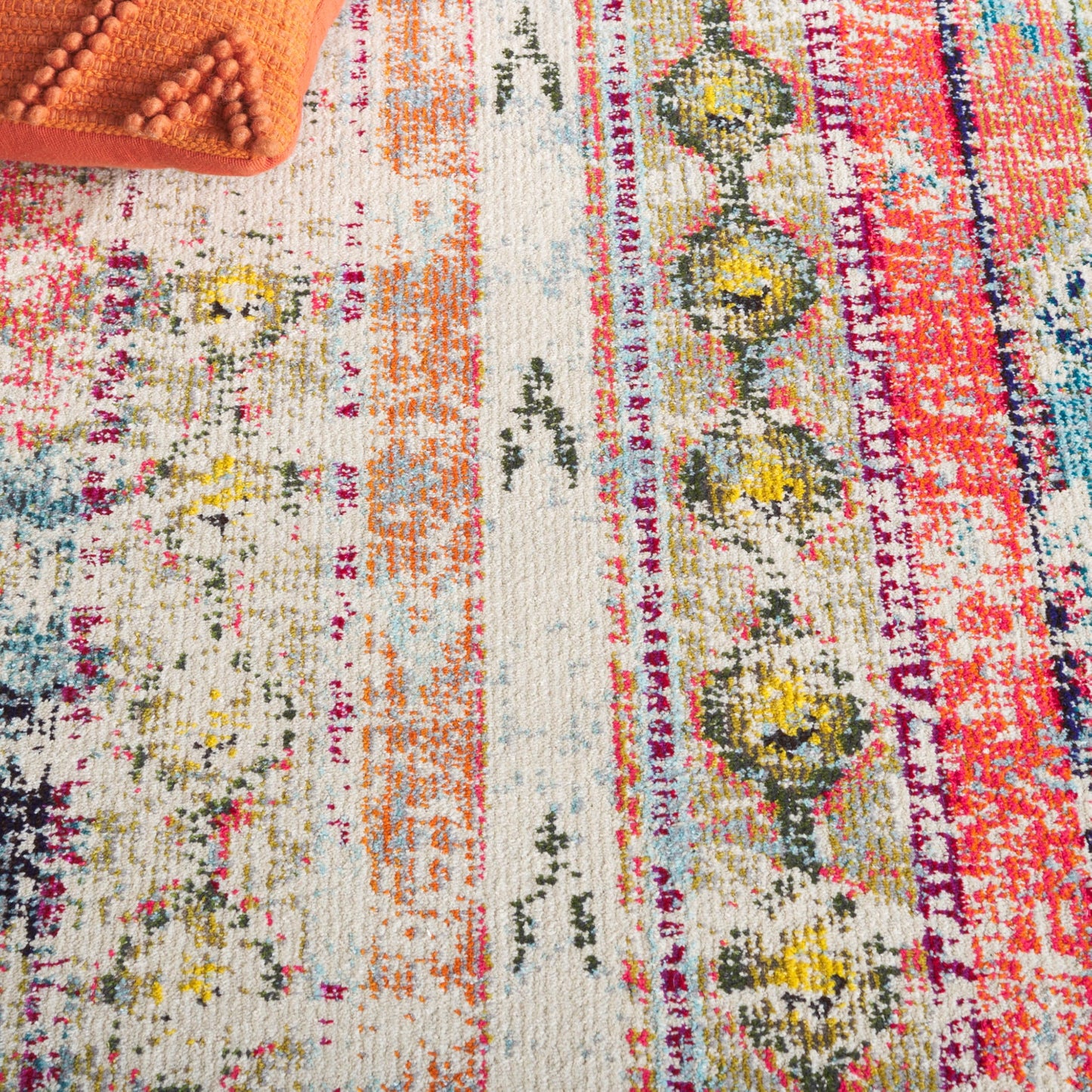 SAFAVIEH Monaco Collection Area Rug - 10' x 14', Multi, Boho Chic Tribal Distressed Design, Non-Shedding & Easy Care, Ideal for High Traffic Areas in Living Room, Bedroom (MNC222F)