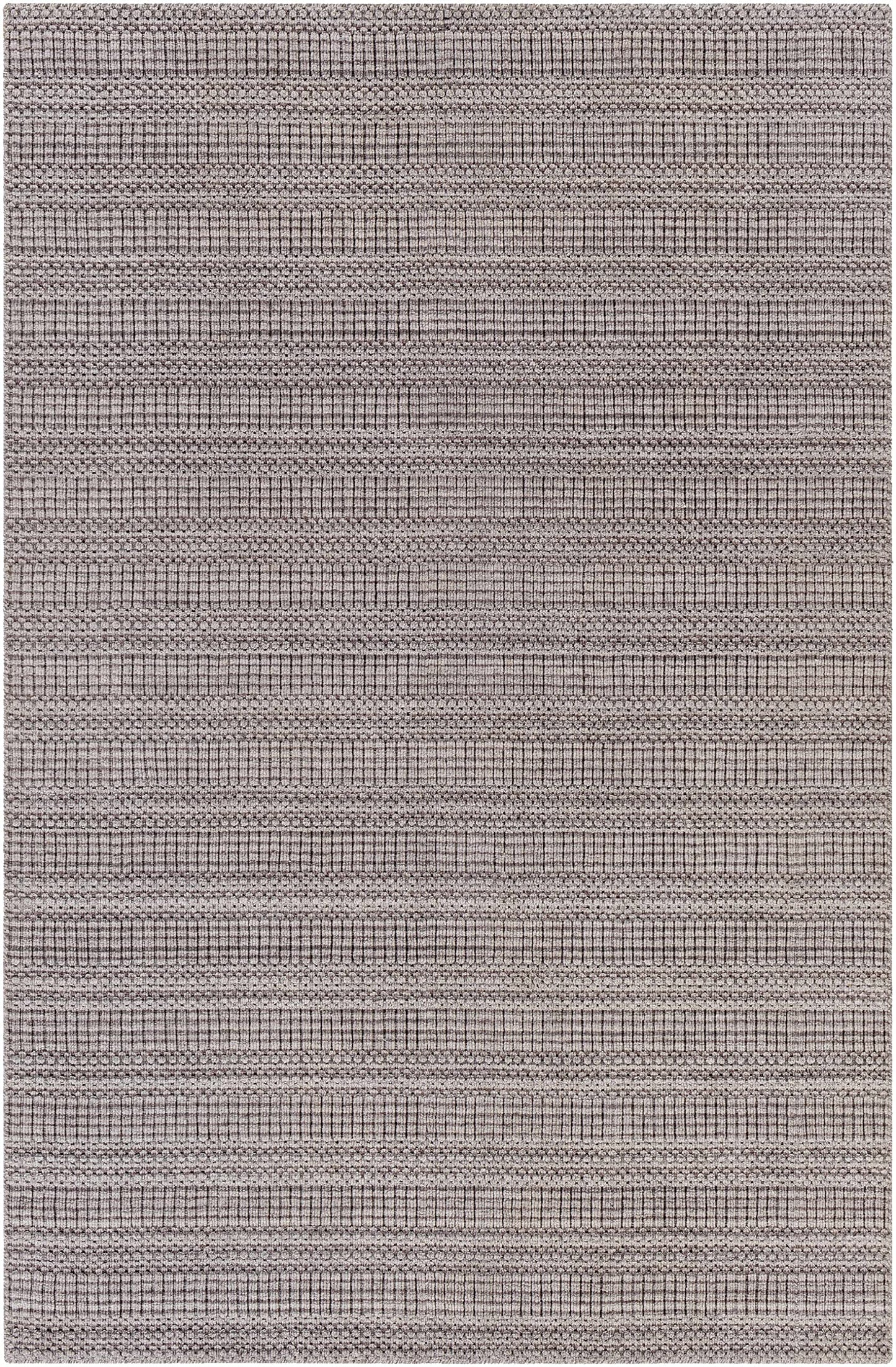 Hauteloom EcoLoop Recycled Material Area Rug - Geometric Striped Checkered Square - Contemporary Modern Minimalist Transitional Scandinavian - Dark Brown, Beige, Gray, Charcoal, Taupe - 2' x 3'