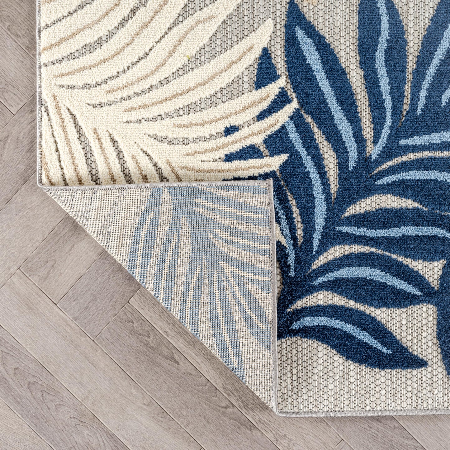 Rugshop Indoor/Outdoor High-Low Textured Area Rug, Botanical, Easy-Clean Patio Rug for Porch Deck Balcony 5' x 7' Dark Blue