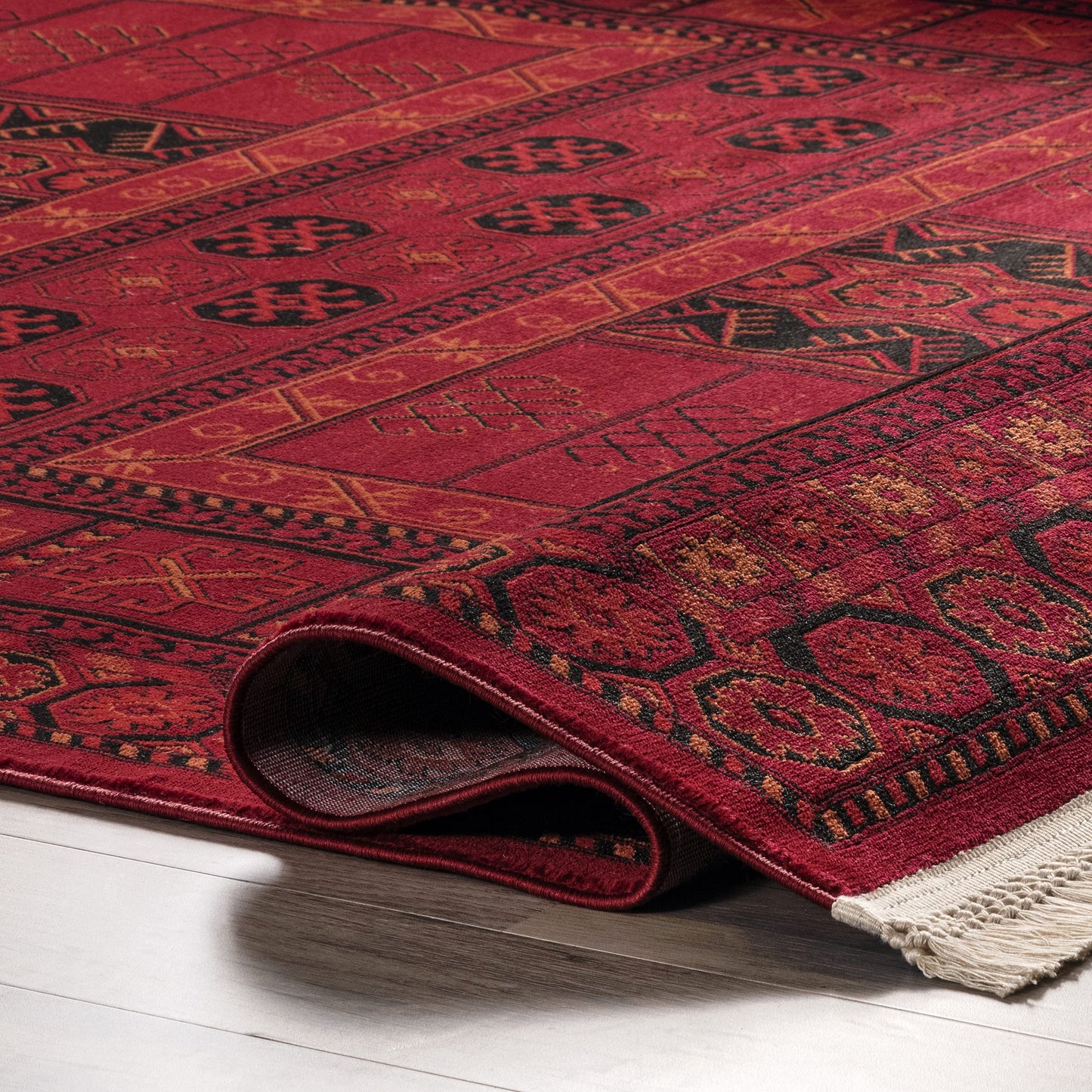 nuLOOM Billie Red/Ivory, 4' x 6', Traditional Oriental, Soft and Cozy, High Traffic, Stain Resistant, Easy Clean, Durable Area Rug for Bedroom, Living Room, Dining Space, Den, Foyer, Entryway