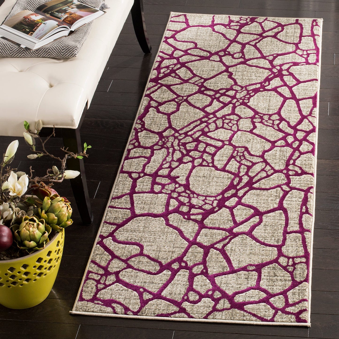 SAFAVIEH Porcello Collection Area Rug - 8'2" x 11', Light Grey & Green, Modern Abstract Design, Non-Shedding & Easy Care, Ideal for High Traffic Areas in Living Room, Bedroom (PRL7737G)
