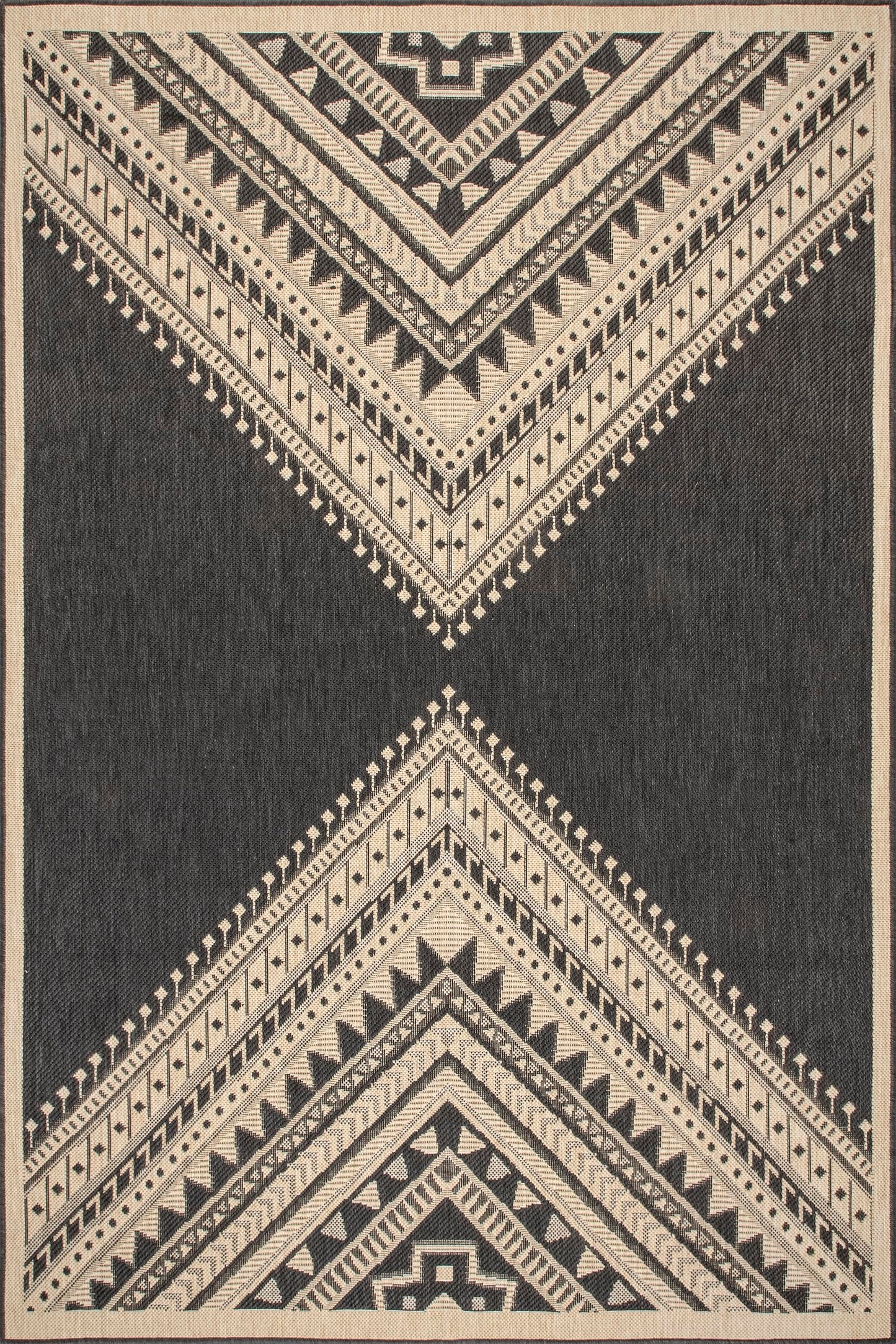 Nuloom Outdoor Performance Collection Landry Charcoal/Ivory, 4' x 6', Soft, High Traffic, Stain Resistant, Easy Clean, Durable Area Rug for Indoor/Outdoor Patio, Deck, Porch, Garden, Courtyard