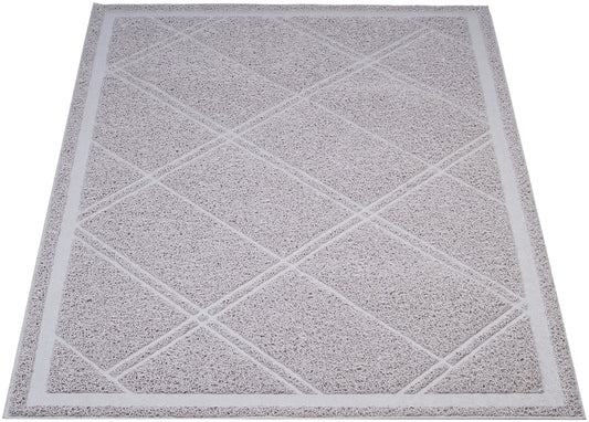 Amazon Basics Less-Mess Litter Trapping Cat Litter Box Mat, Soft on Kitty Paws, Waterproof, Scatter Control, 24" x 35", Grey