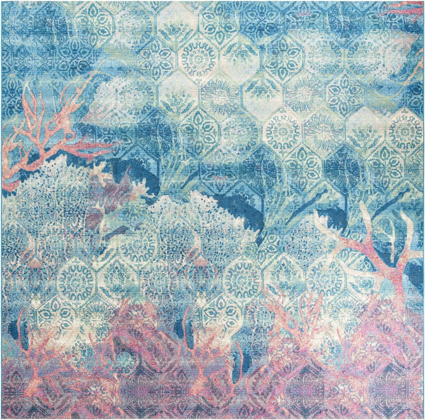 Rugs.com - Outdoor Coastal Rug – 12 Ft Square Multi Indoor/Outdoor Rug Washable Stain-Resistant for Patios and Decks