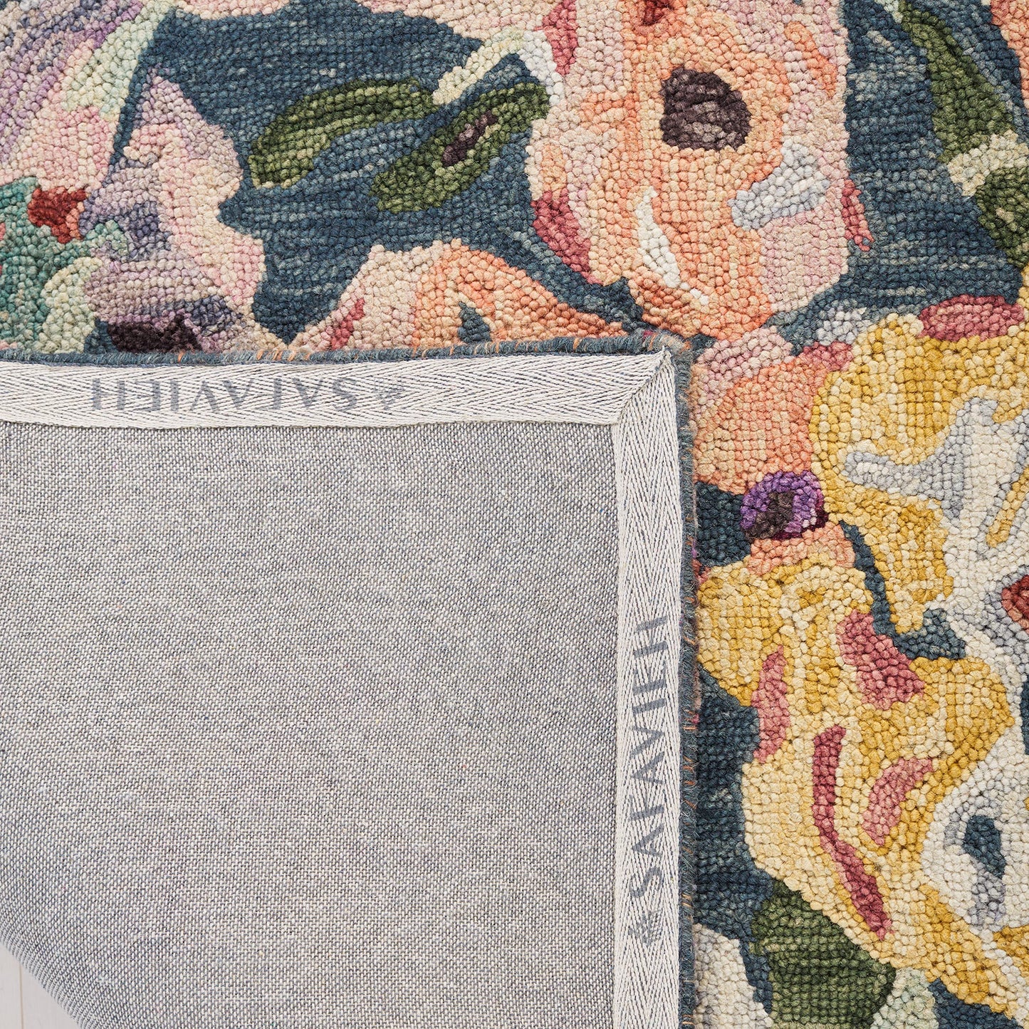 SAFAVIEH Blossom Collection Area Rug - 5' x 8', Blue & Purple, Handmade French Country Floral Wool, Ideal for High Traffic Areas in Living Room, Bedroom (BLM463M)